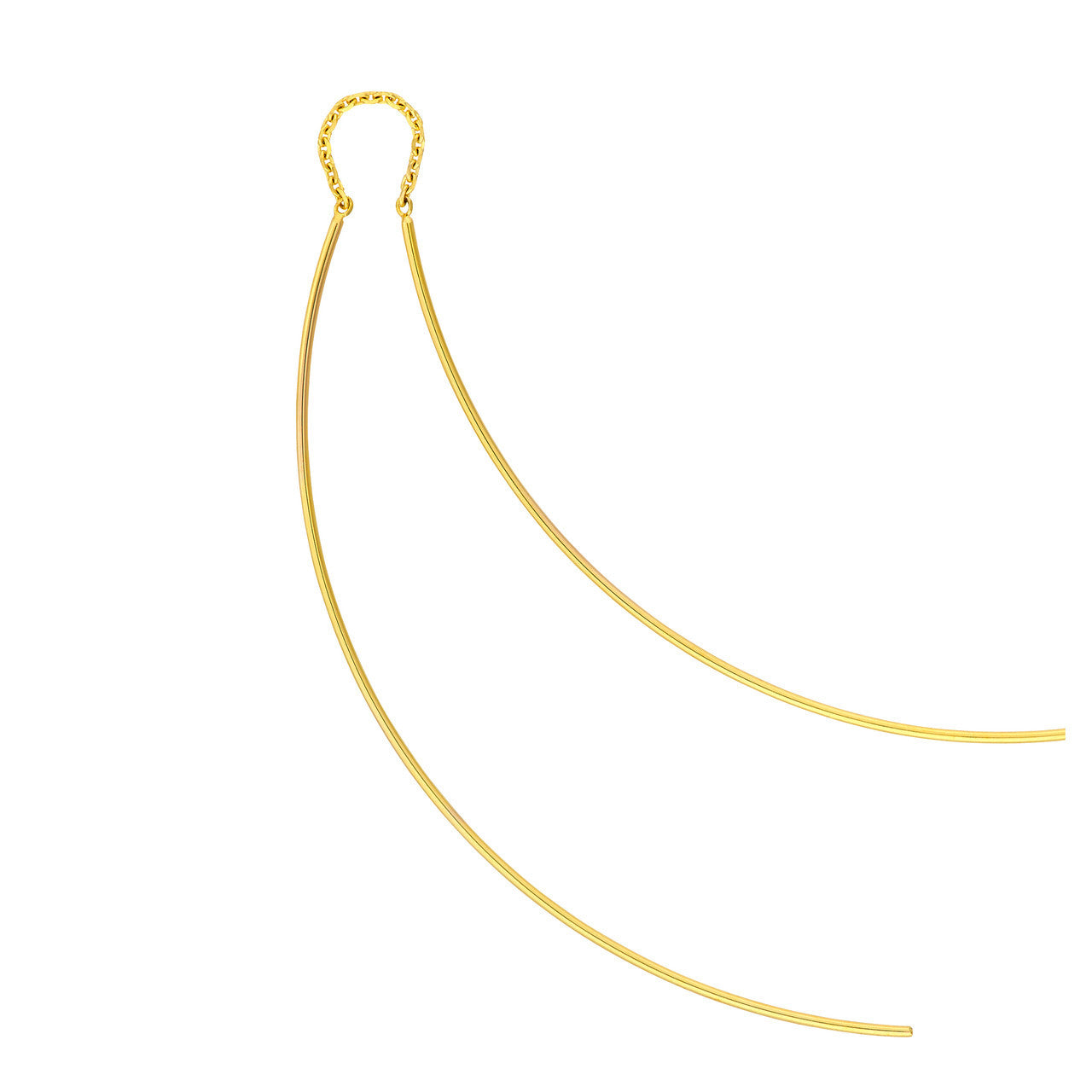 14K Gold Curved Bar Threader Earrings