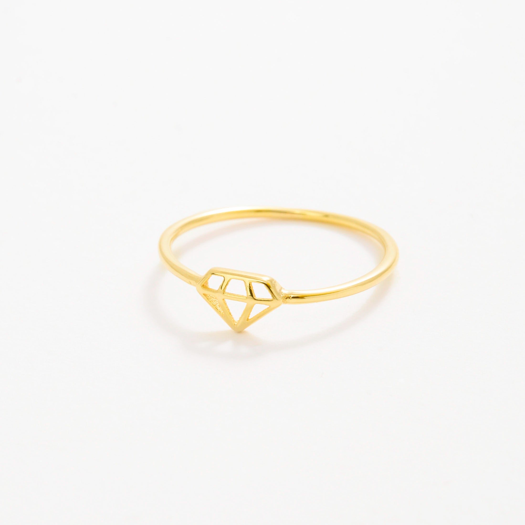14K Gold Diamond Shape Ring
