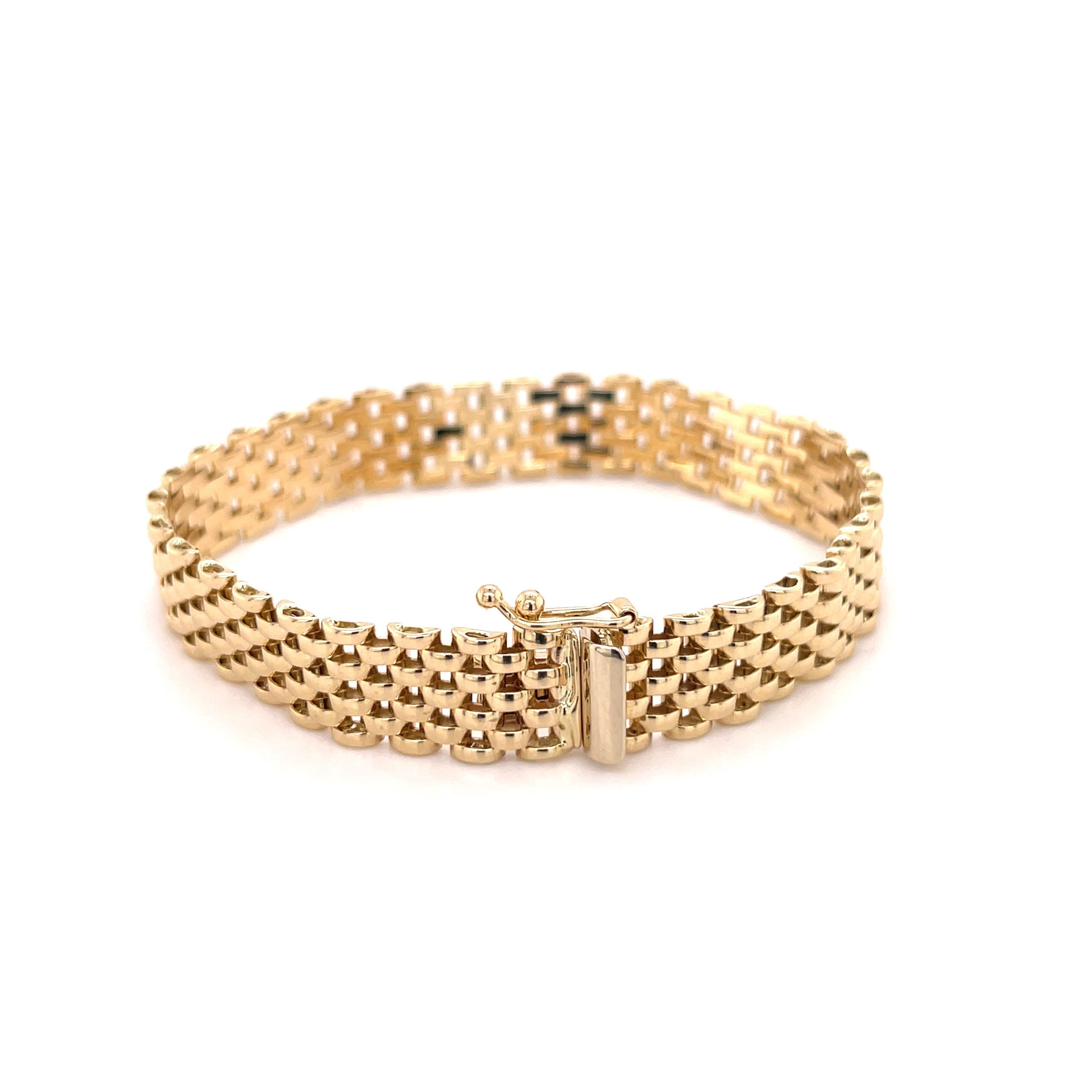 14K YELLOW GOLD 9 MM THICK PANTHER LINK BRACELET