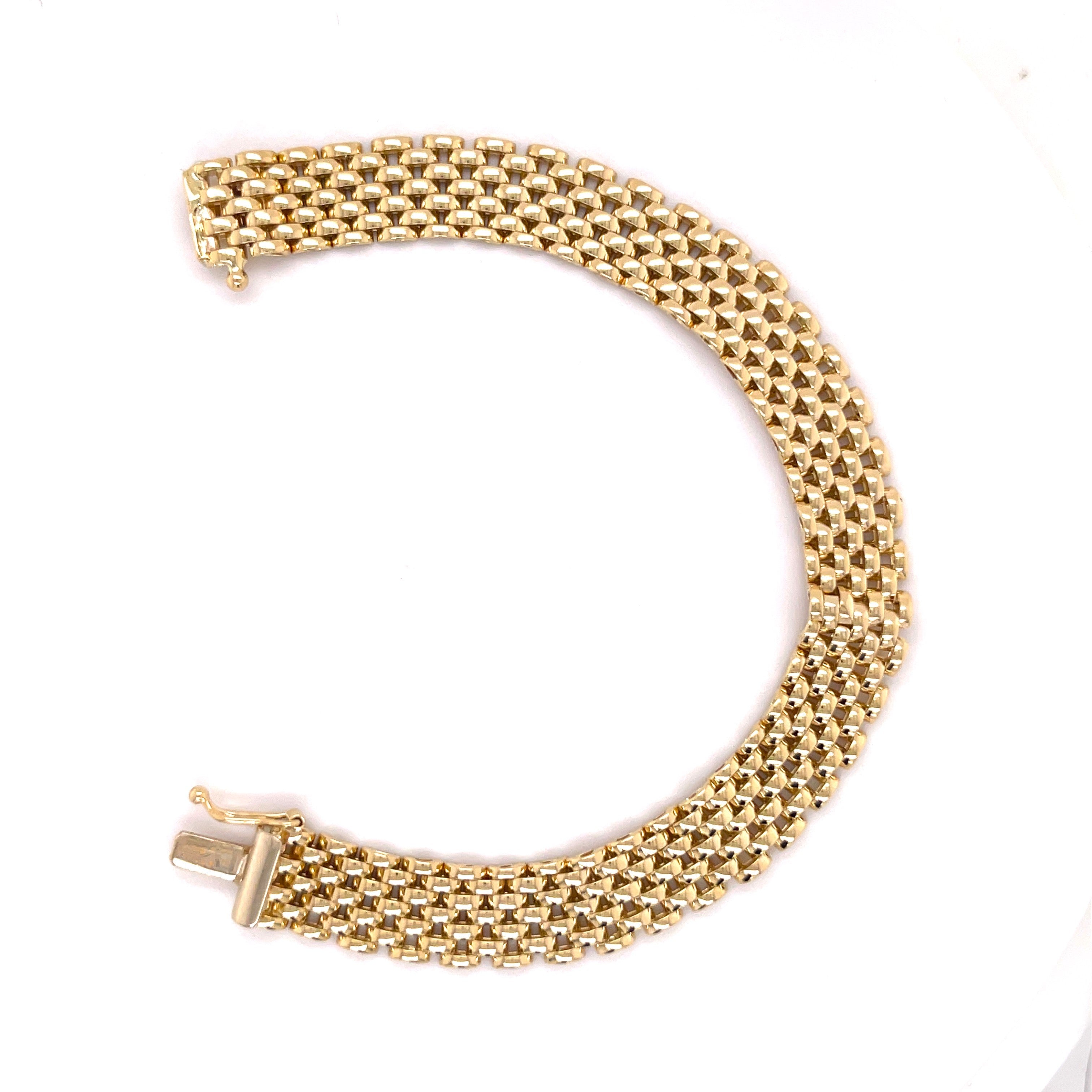 14K YELLOW GOLD 9 MM THICK PANTHER LINK BRACELET