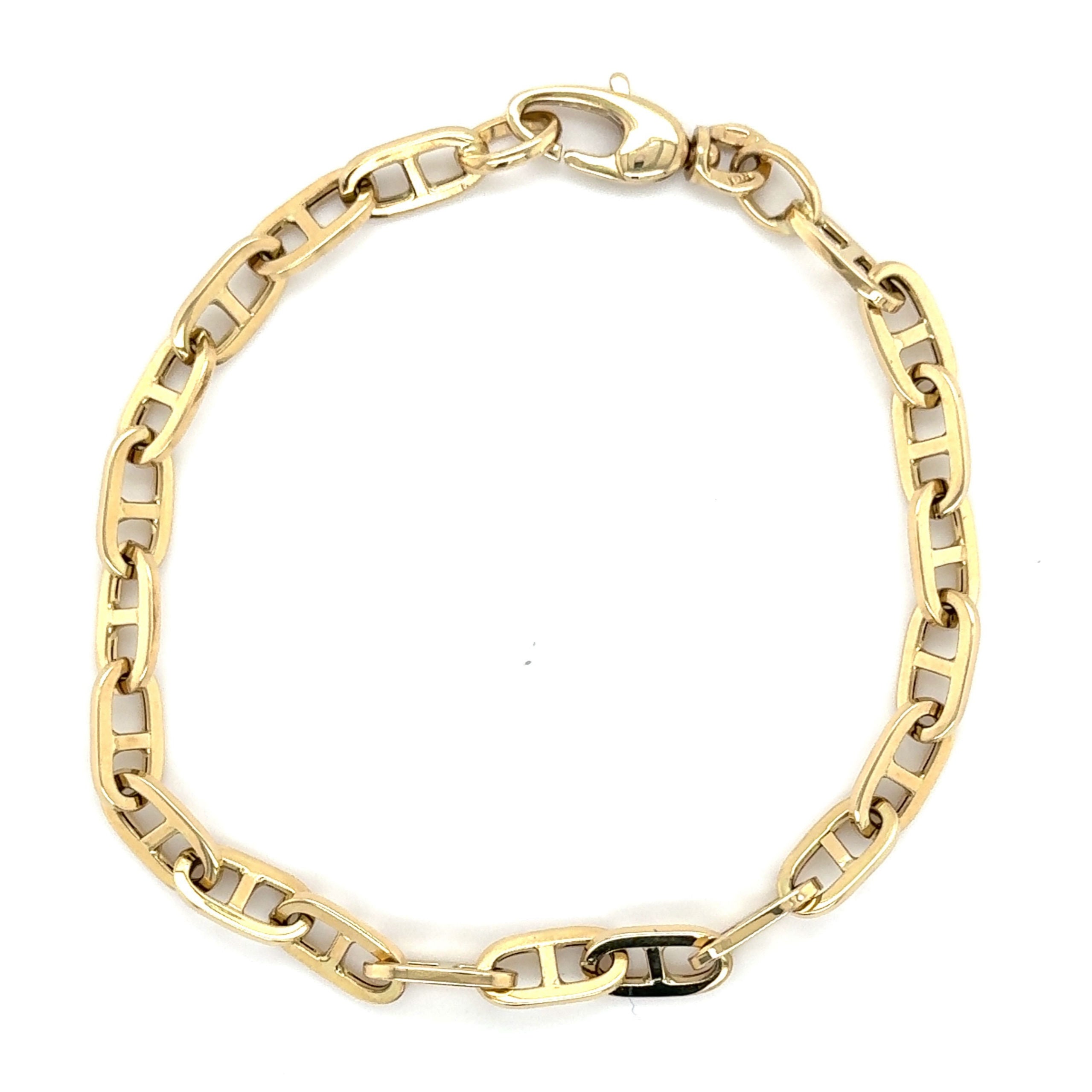 14K Gold Puffed Anchor Bracelet