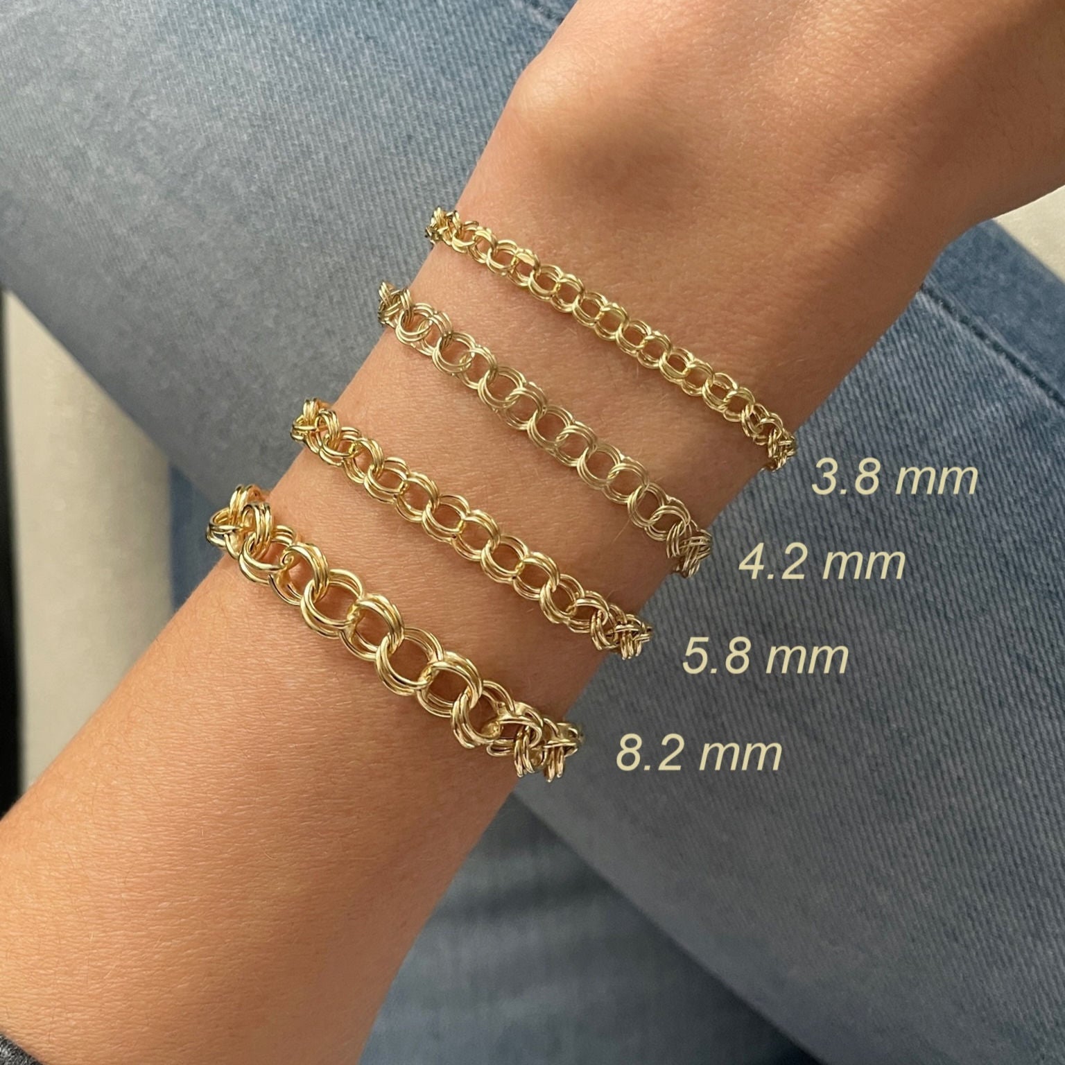 14k yellow gold charm link chain bracelet