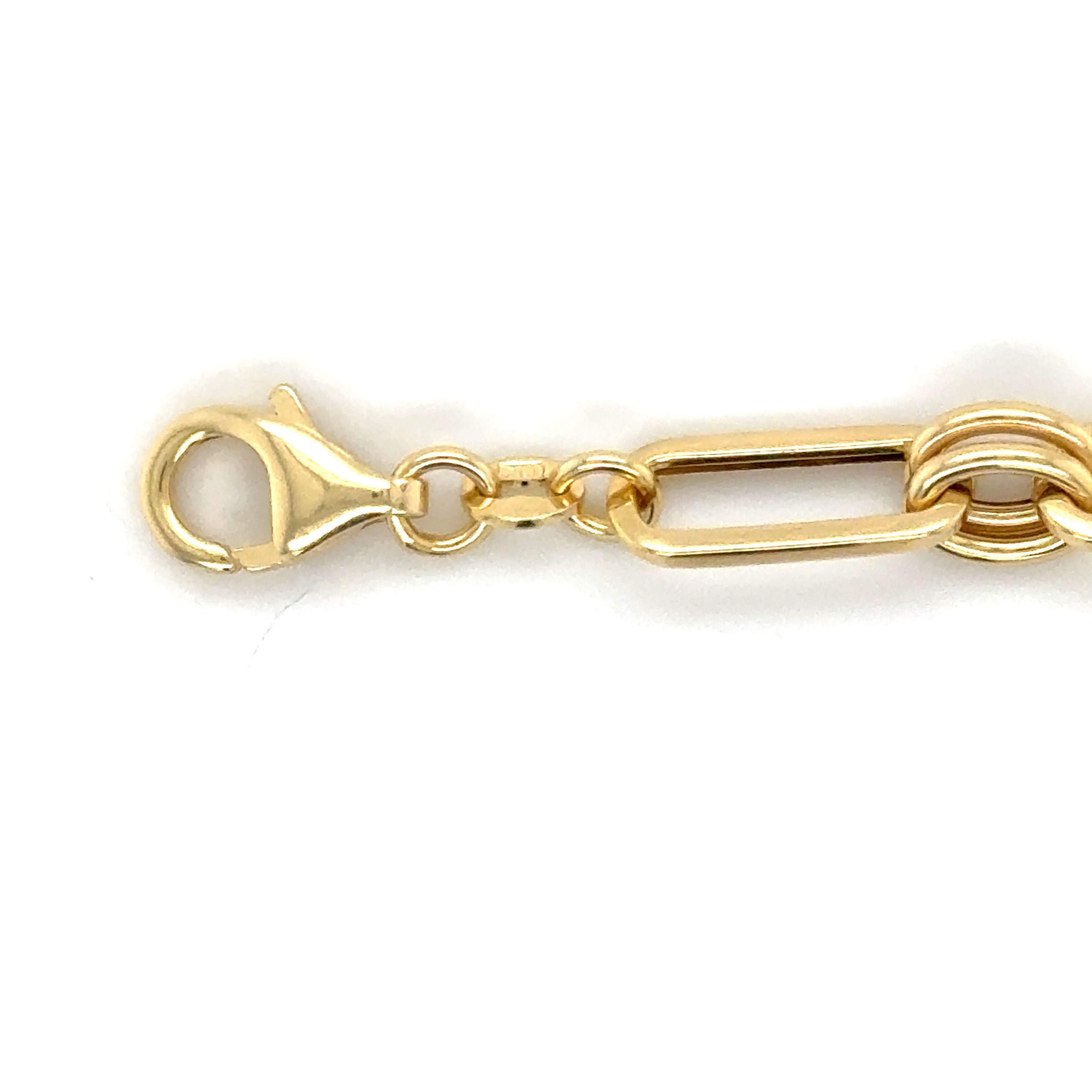 14K Gold Paperclip And Round Link Bracelet