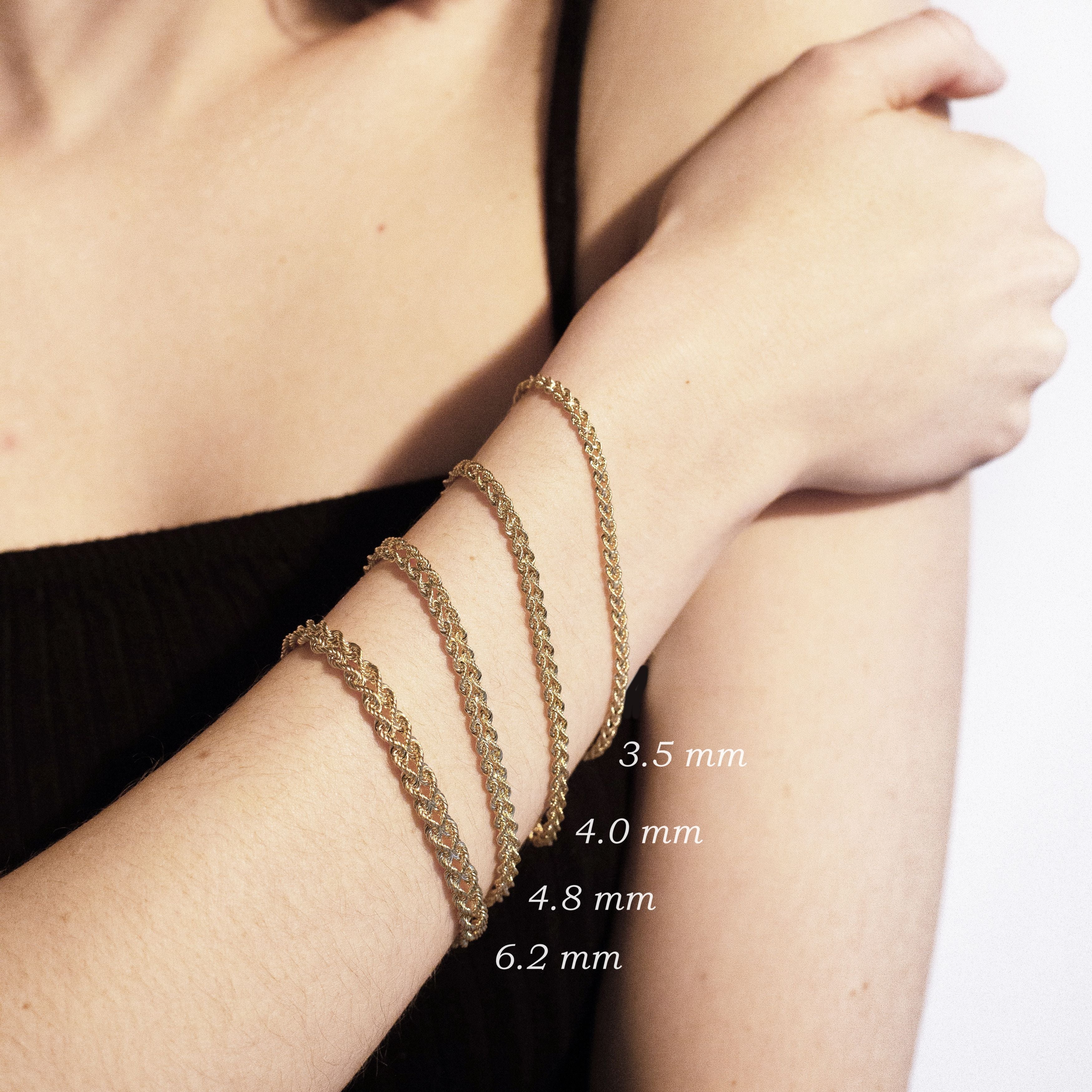 14K Solid Gold Double Rope Chain Bracelet