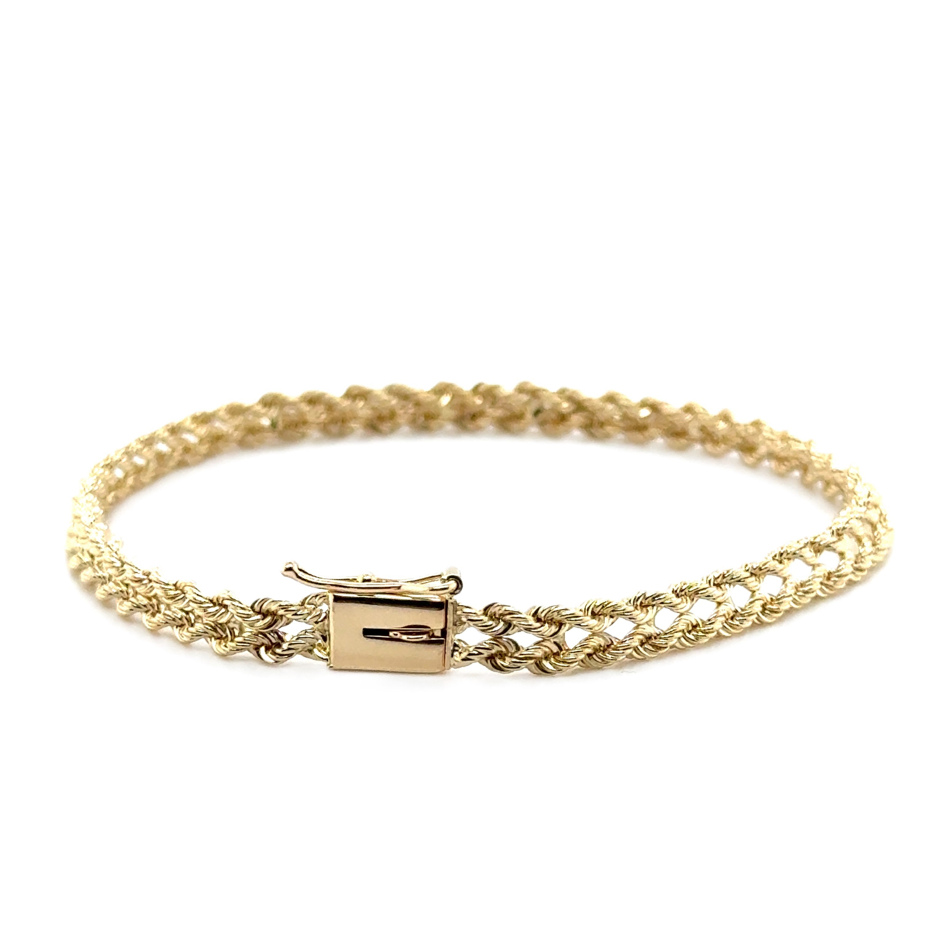 14K Solid Gold Double Rope Chain Bracelet