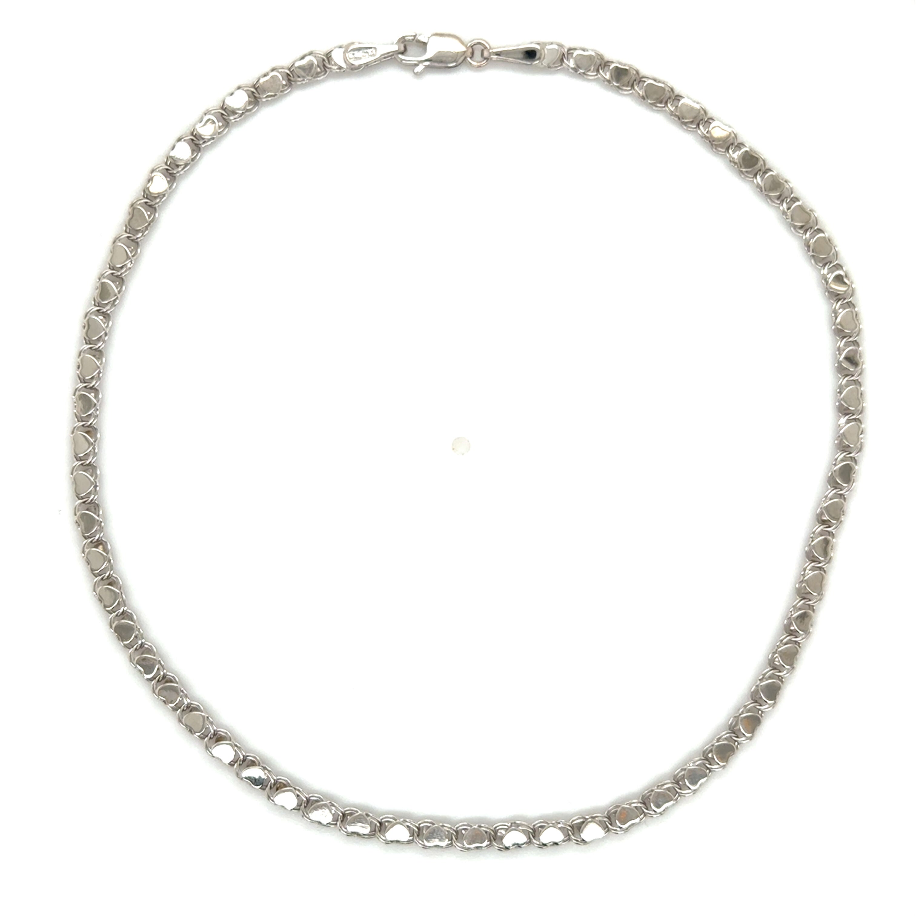 14K Gold Heart Link Anklet, Yellow & White Gold