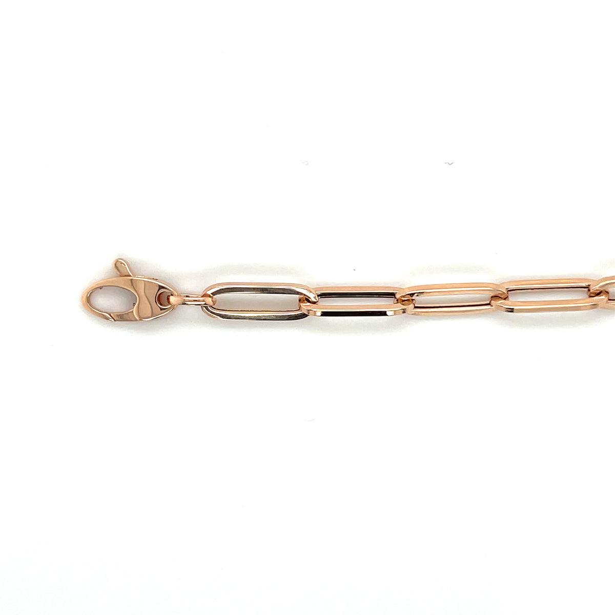 14K Rose Gold Paperclip Chain Necklace, 4.2mm, 18"