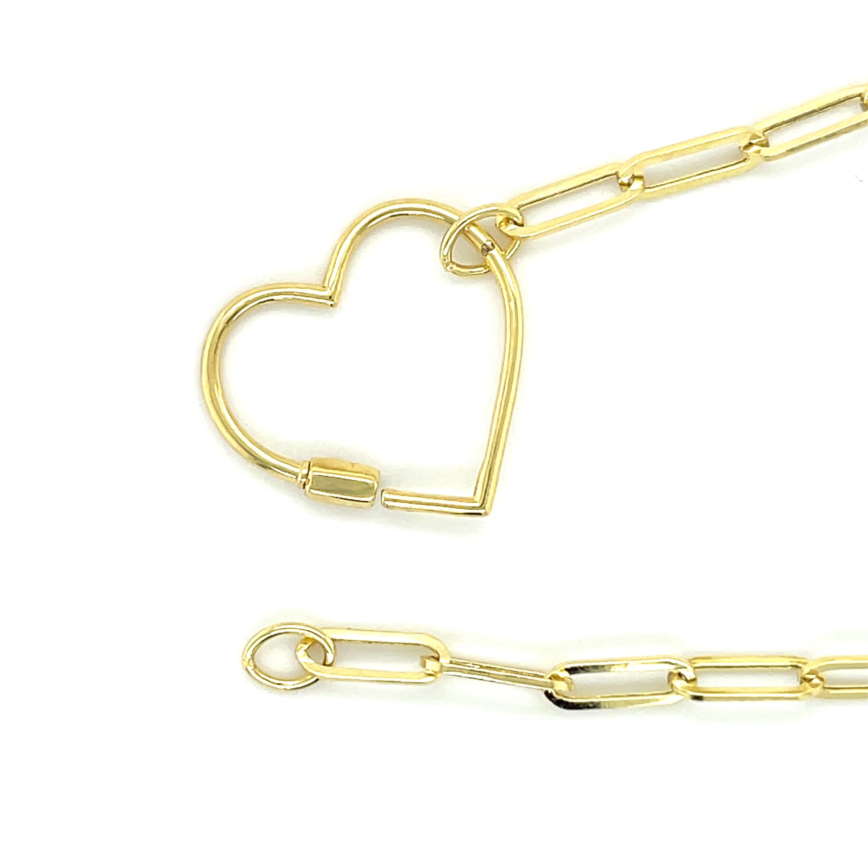 14K Gold Charm Holder Paperclip Necklace