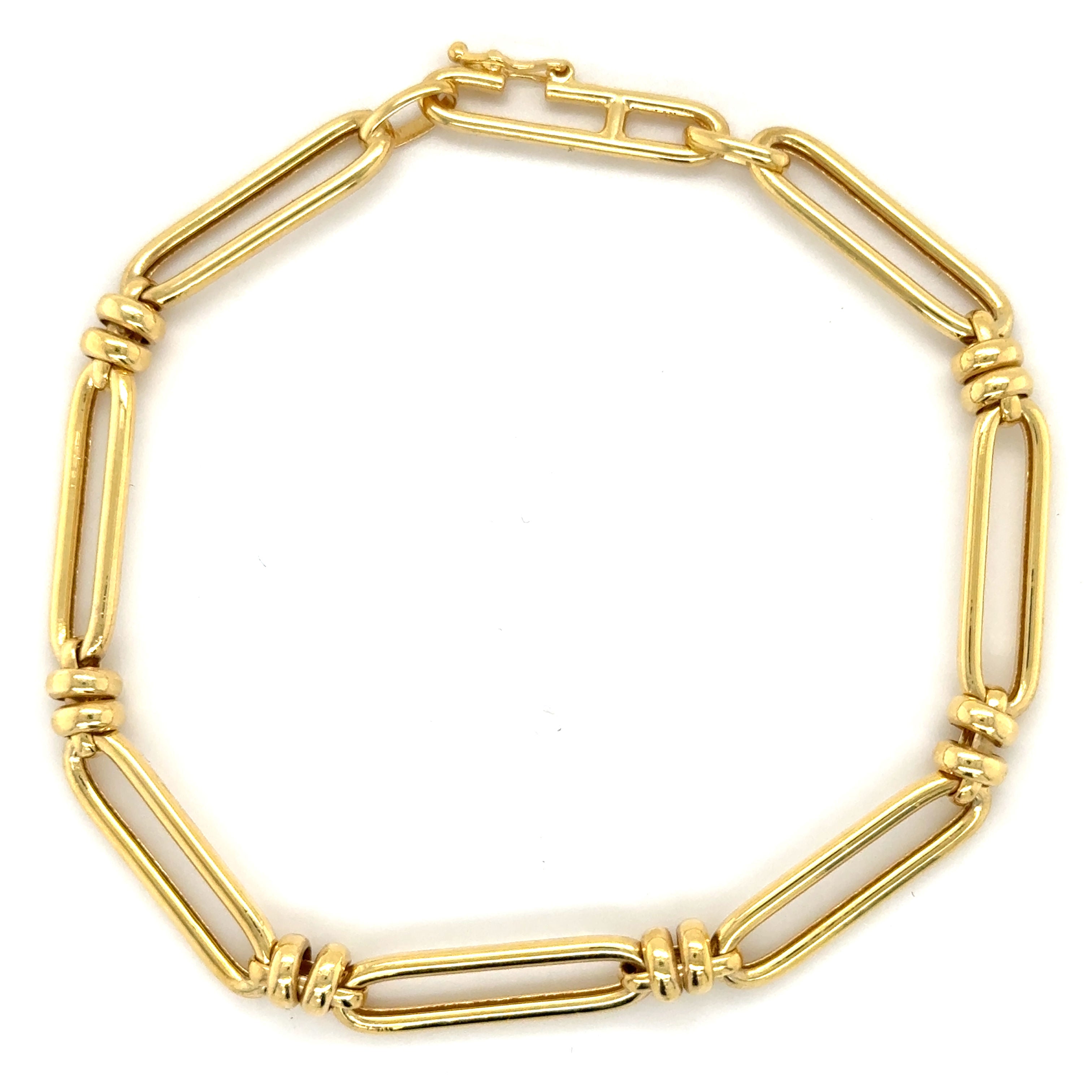 14K Yellow Gold Round and Paperclip Link Bracelet