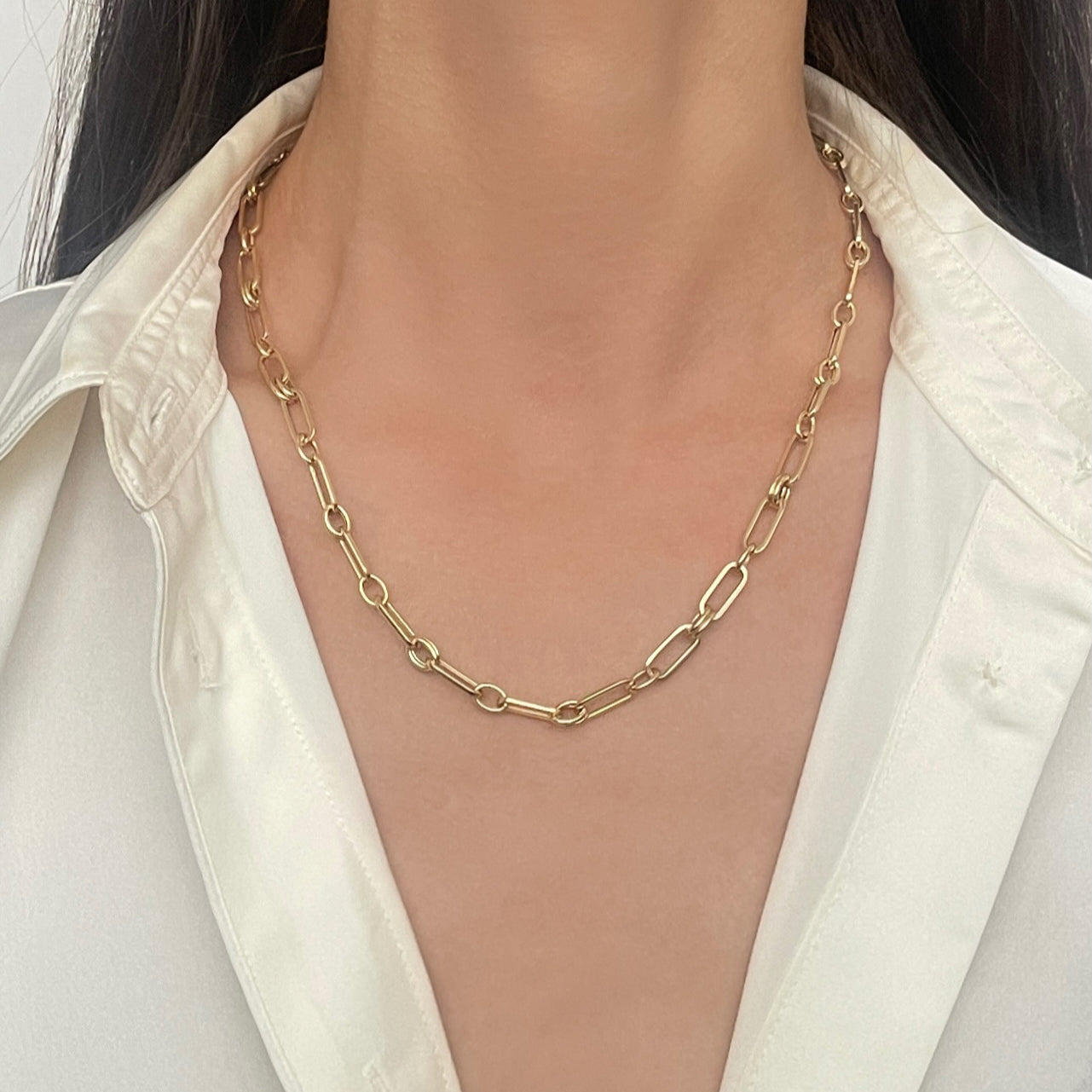 Women's 14K Gold Long Chain Link Necklace in Yellow Gold by Quince