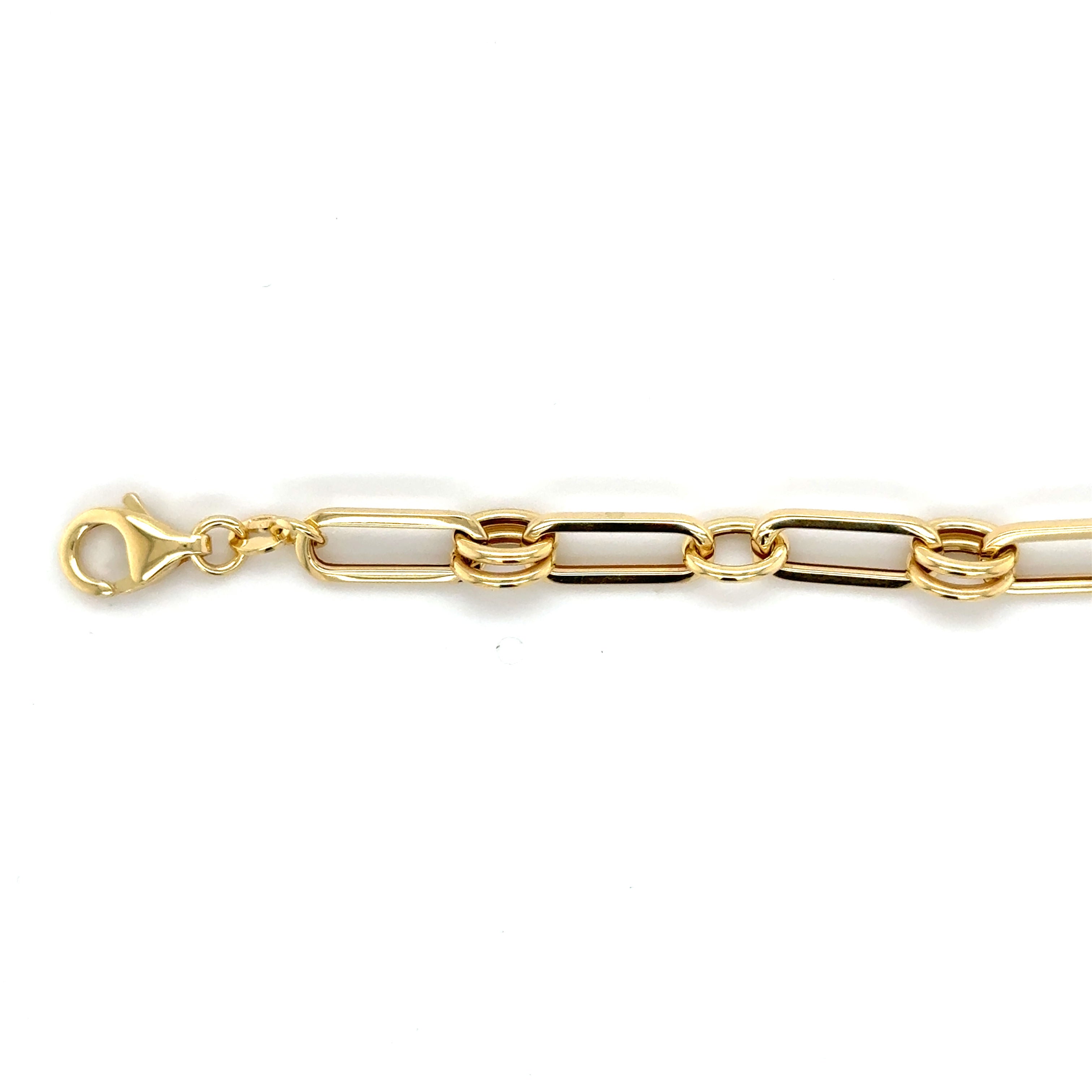 14K gold paperclip and round link necklace