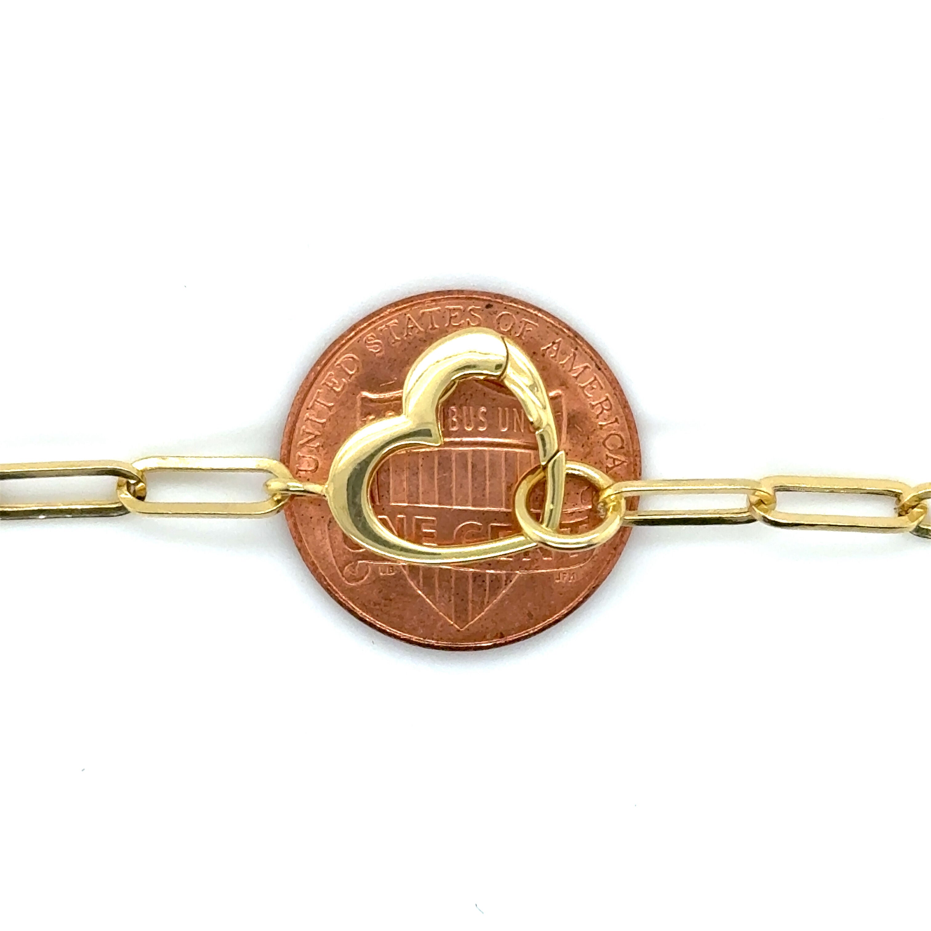 14K Gold Heart Clasp Paperclip Necklace