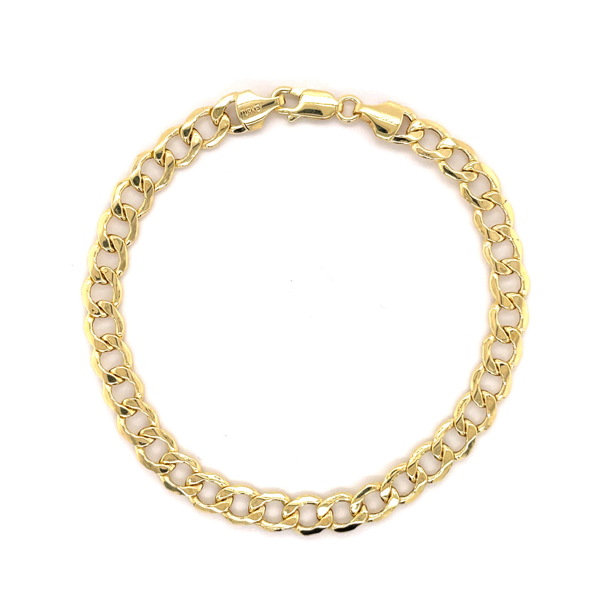 14K Yellow Gold Curb Link Bracelet, 6.2mm, 8", Lobster clasp