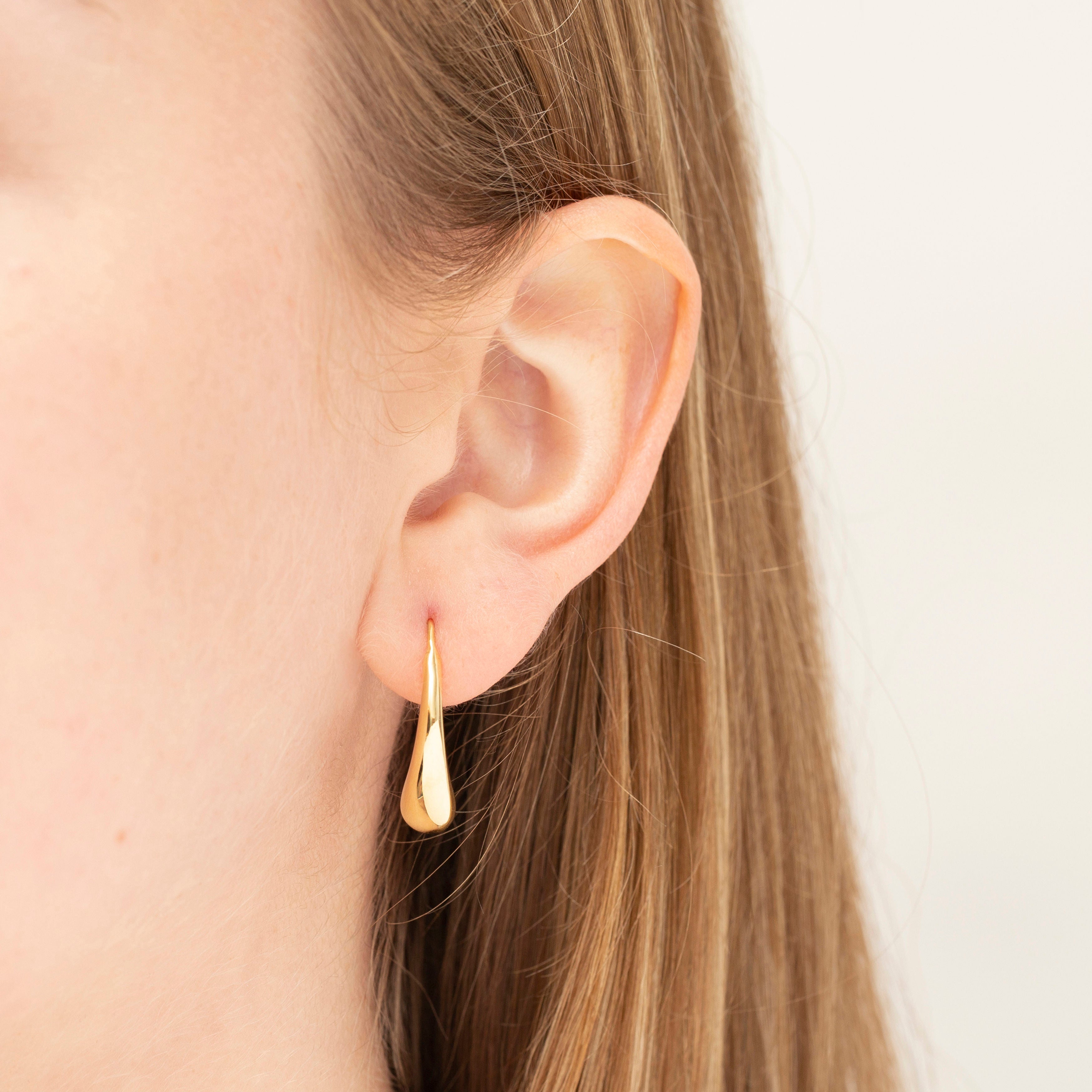 14K Gold Twist Teardrop Earrings 