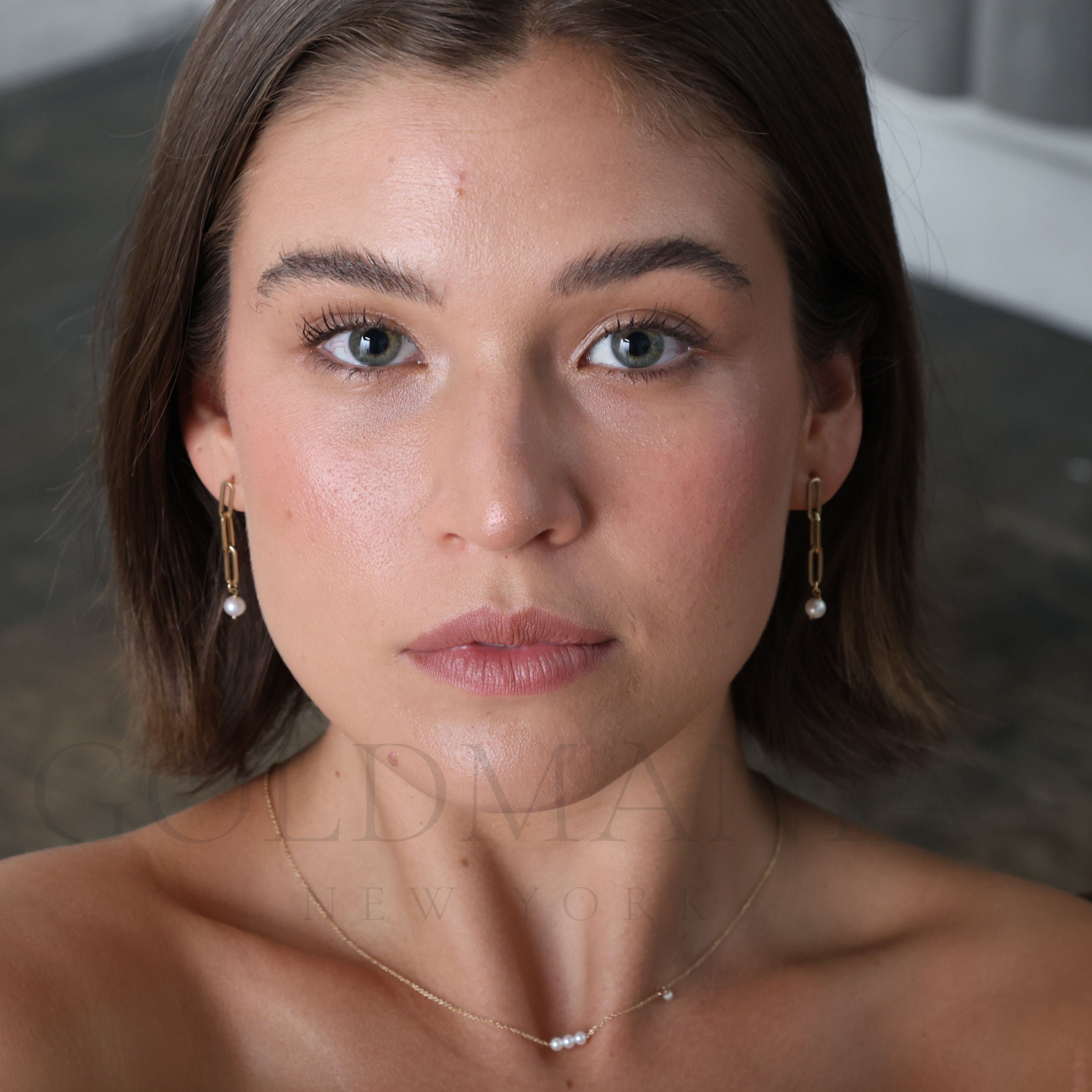 14K Gold And Pearl Paperclip Drop Earrings