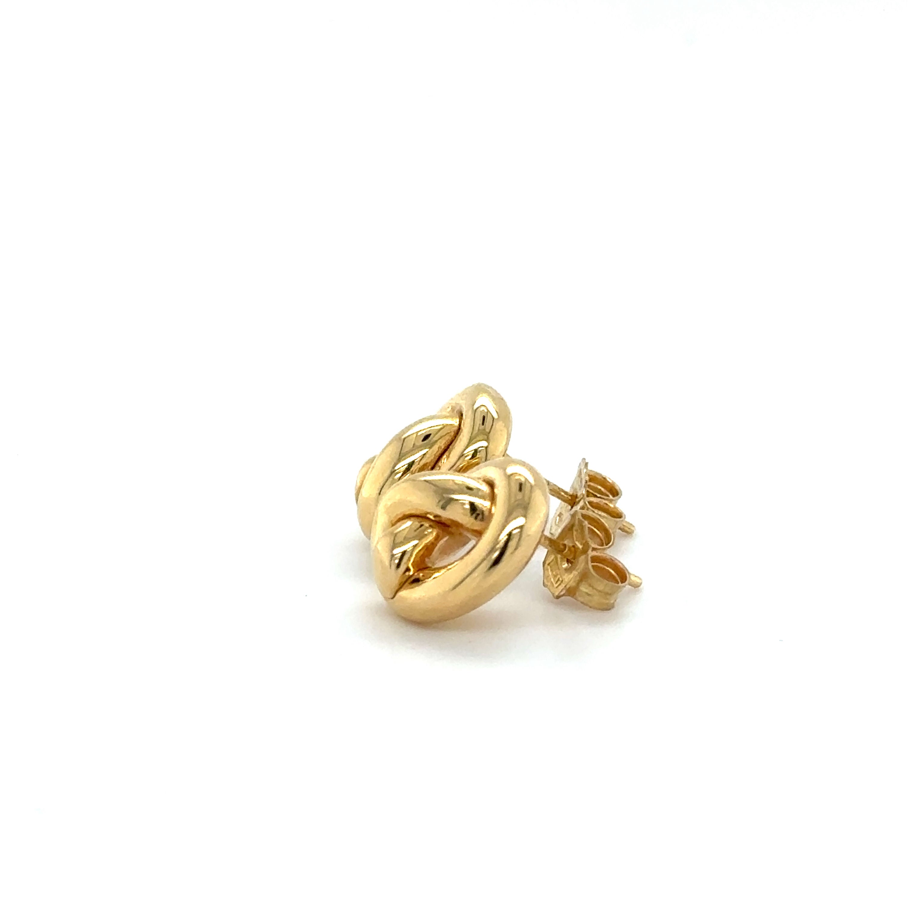 14K Gold Puffed Love Knot Stud Earring