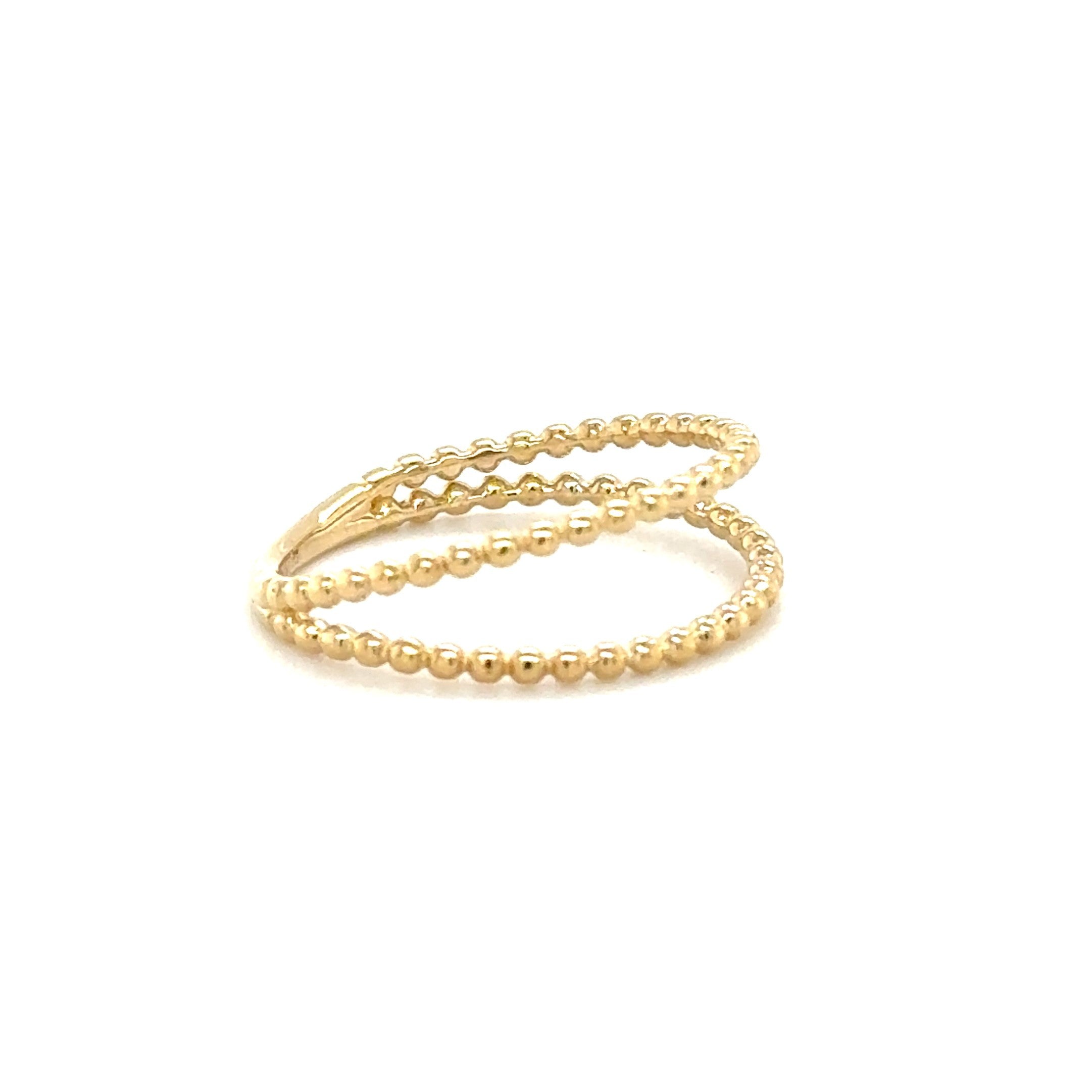 14K Yellow Gold Double Beaded Wire Ring