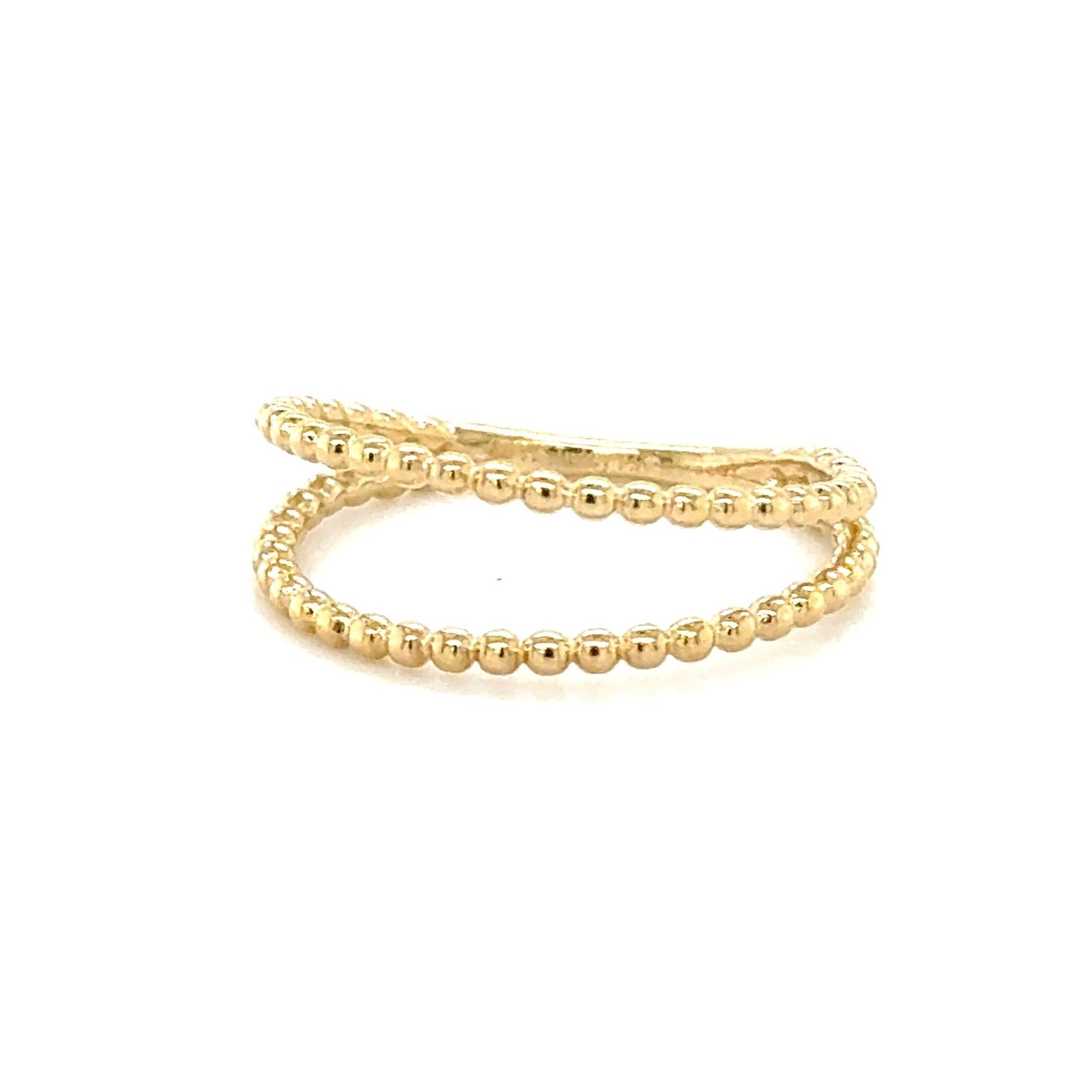 14K Yellow Gold Double Beaded Wire Ring