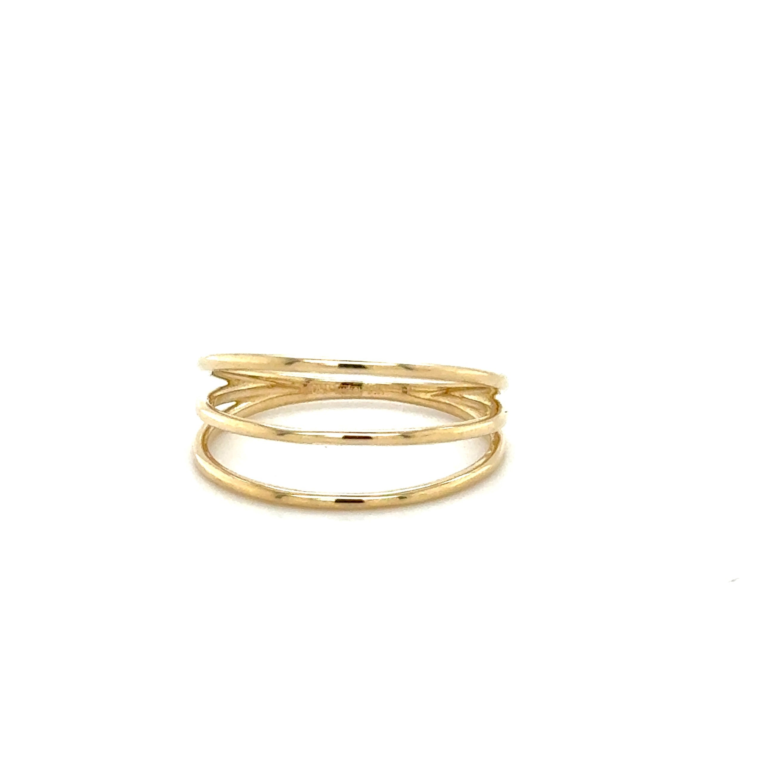 14K Solid Yellow Gold Triple Wire Ring