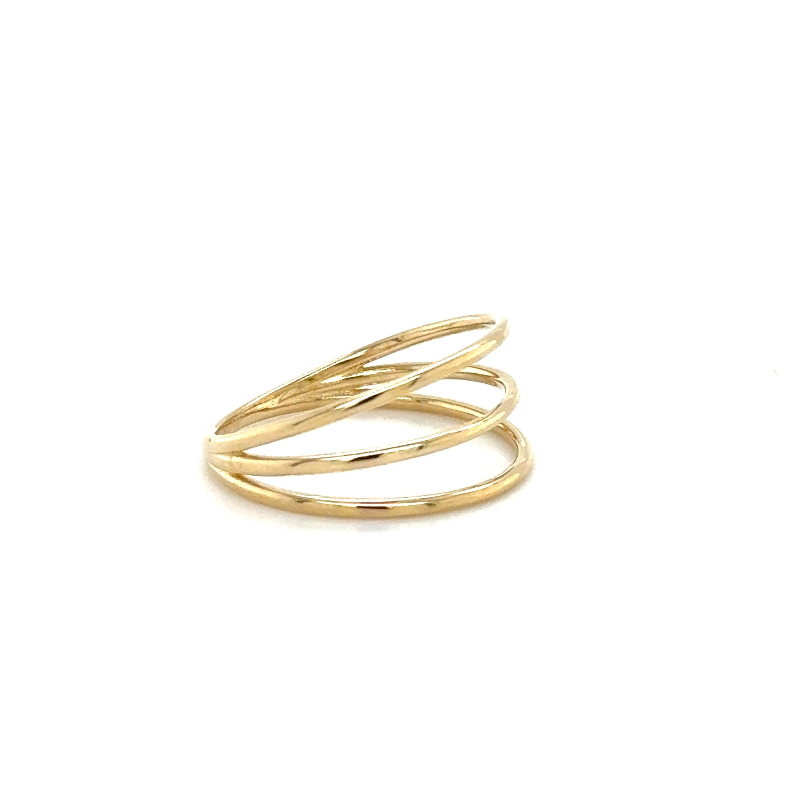 14K Solid Yellow Gold Triple Wire Ring