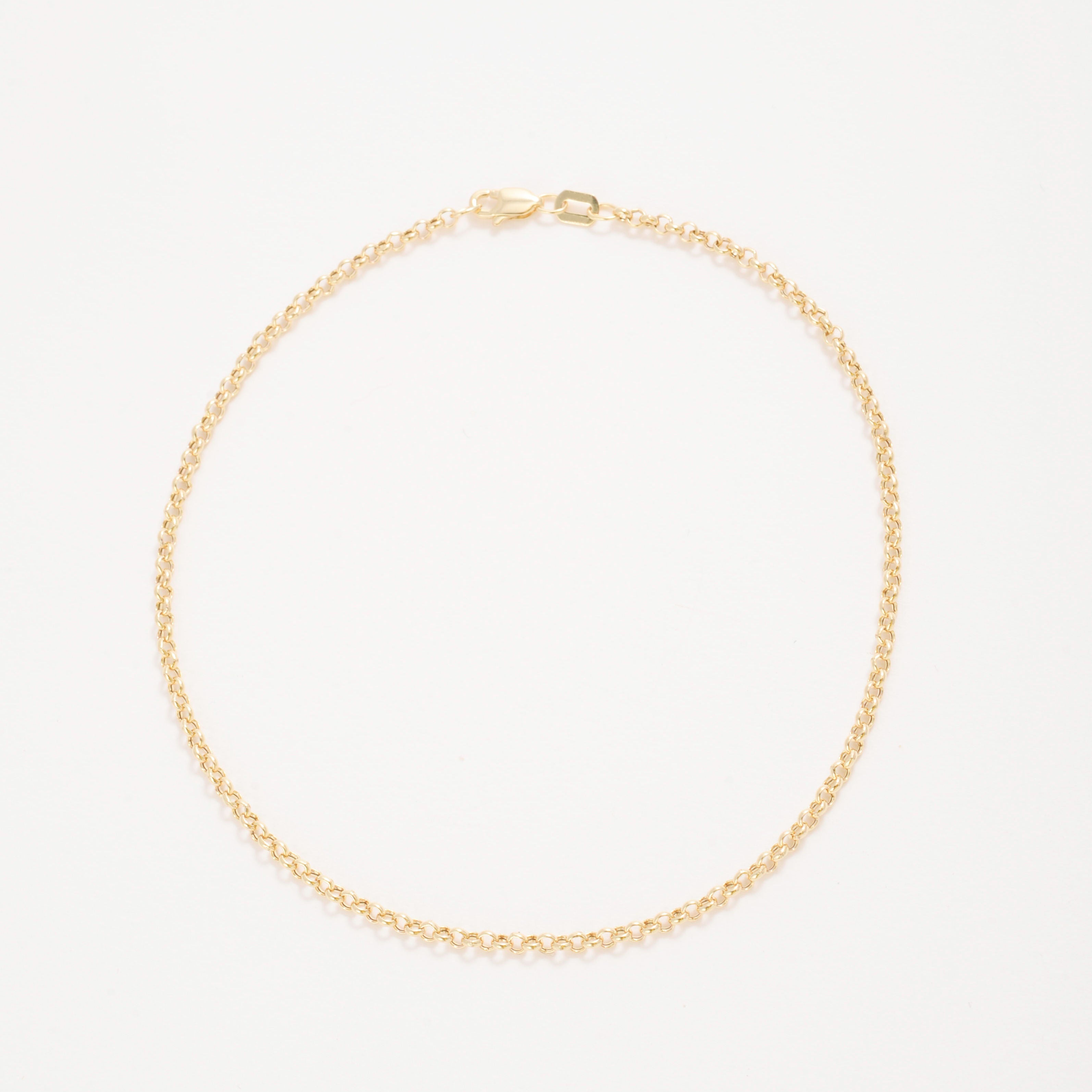 14K Gold Yellow Rolo Round Link Anklet