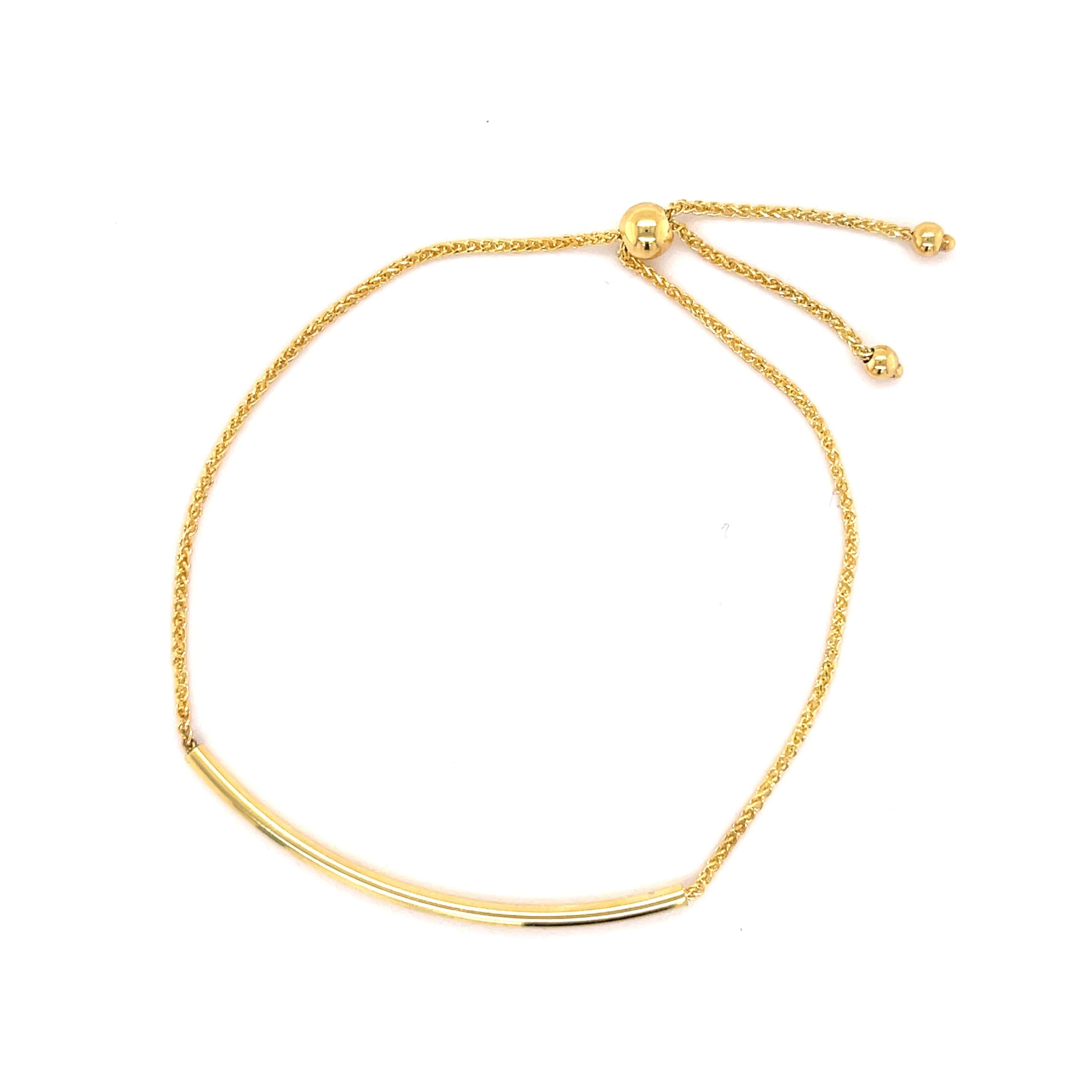 14K Gold Thin Curved Bar Friendship Bracelet