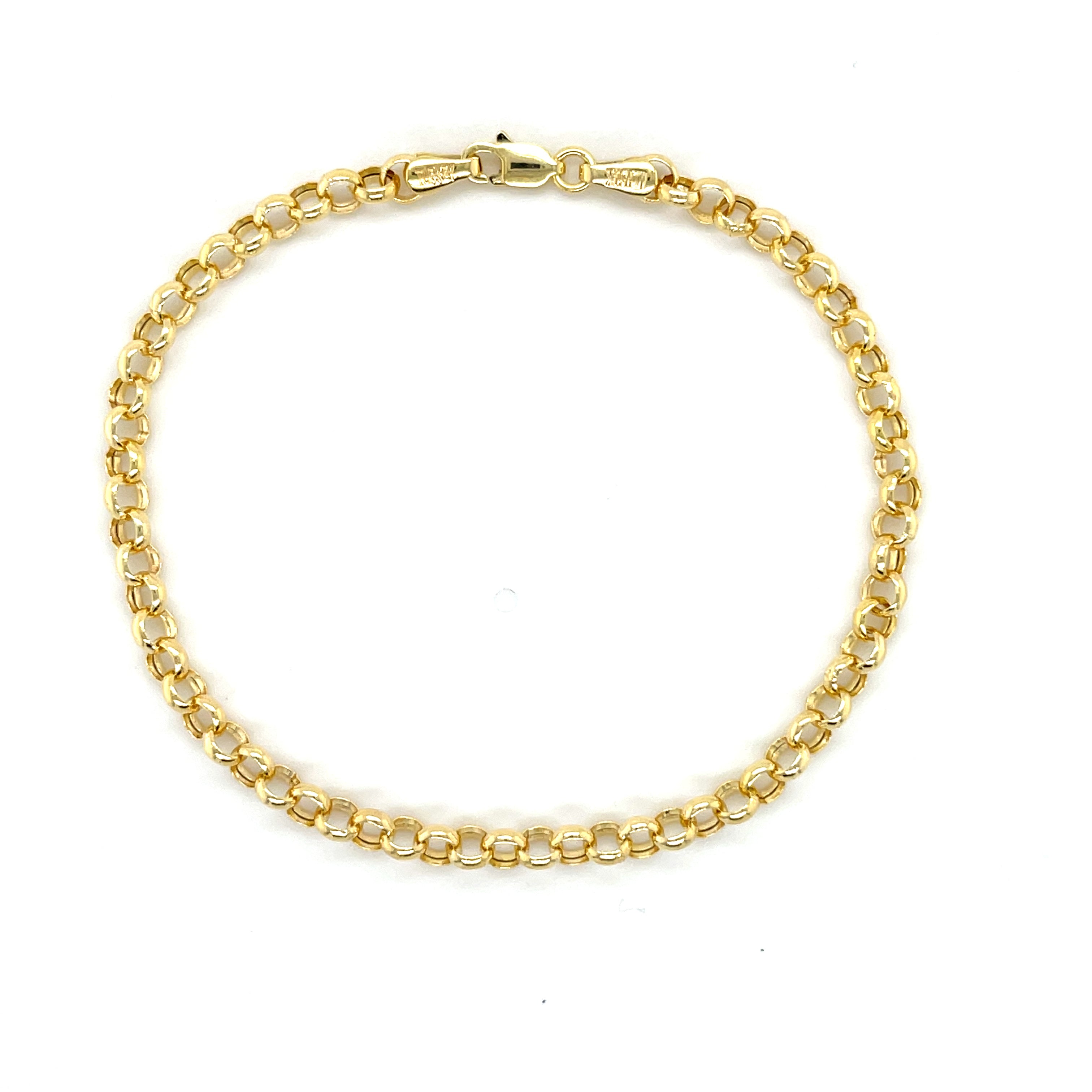 14K Yellow Gold 3.8 mm Thick Rolo Anklet Chain