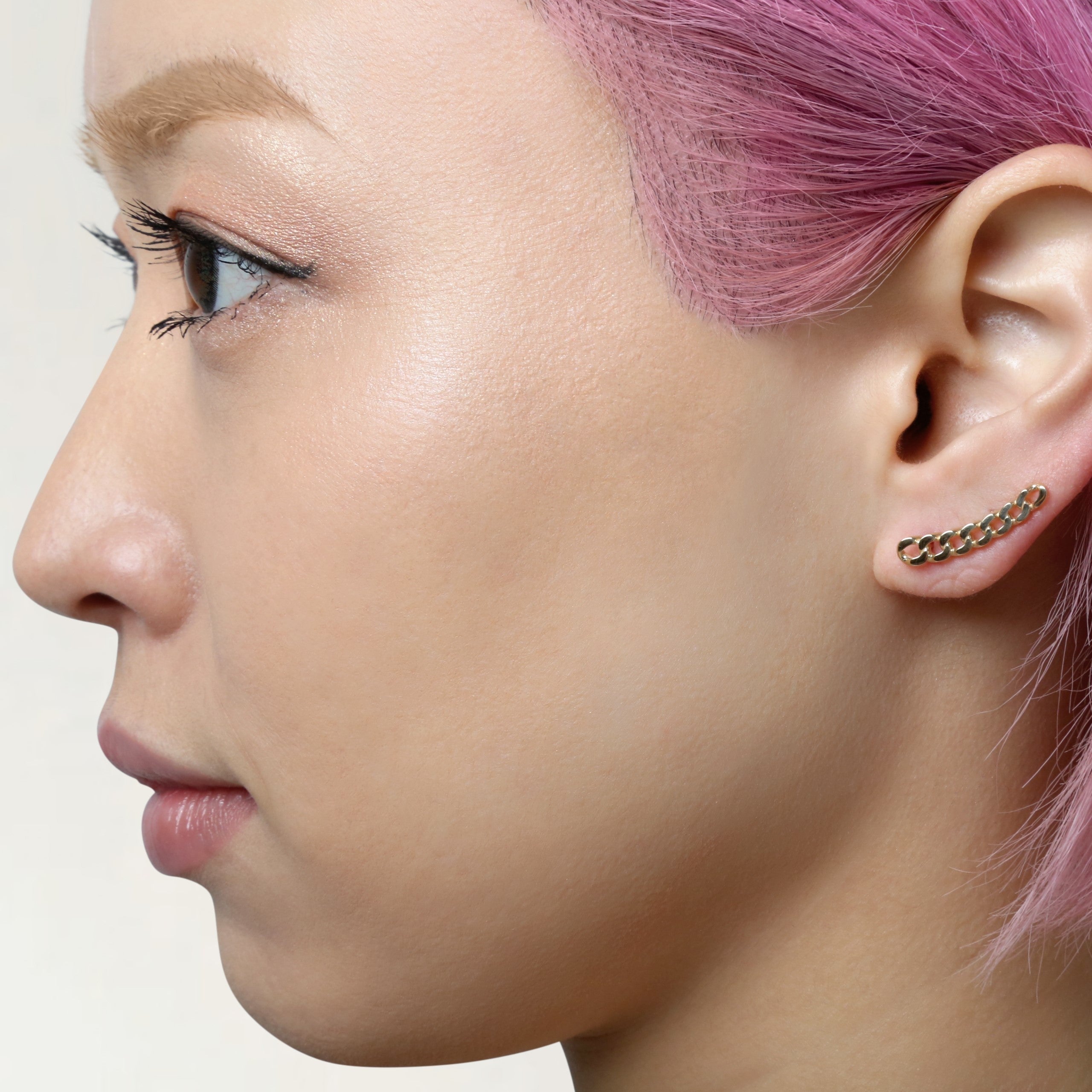 14K Gold Curb Ear Climbers