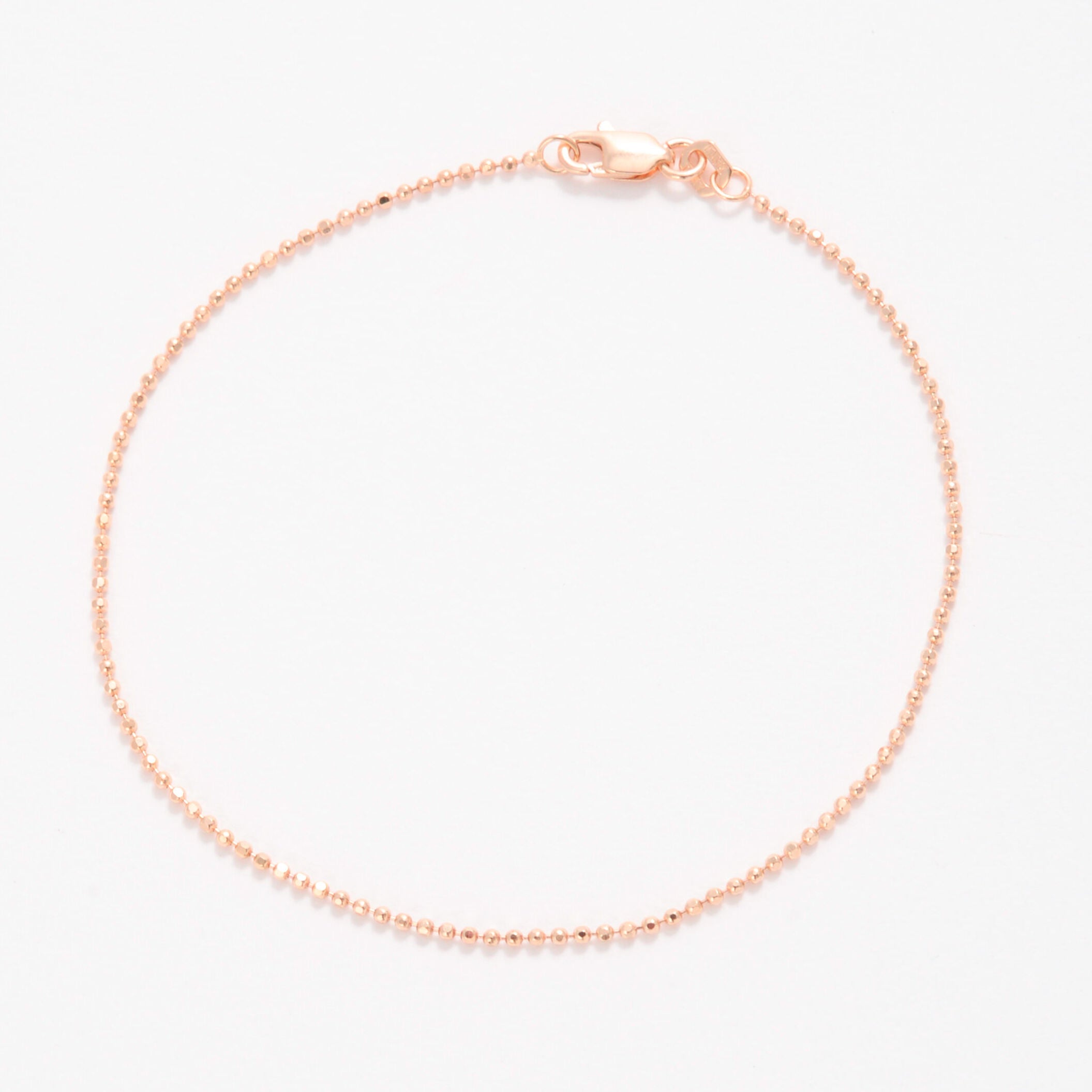 14K Gold Dainty Diamond Cut Beaded Bracelet