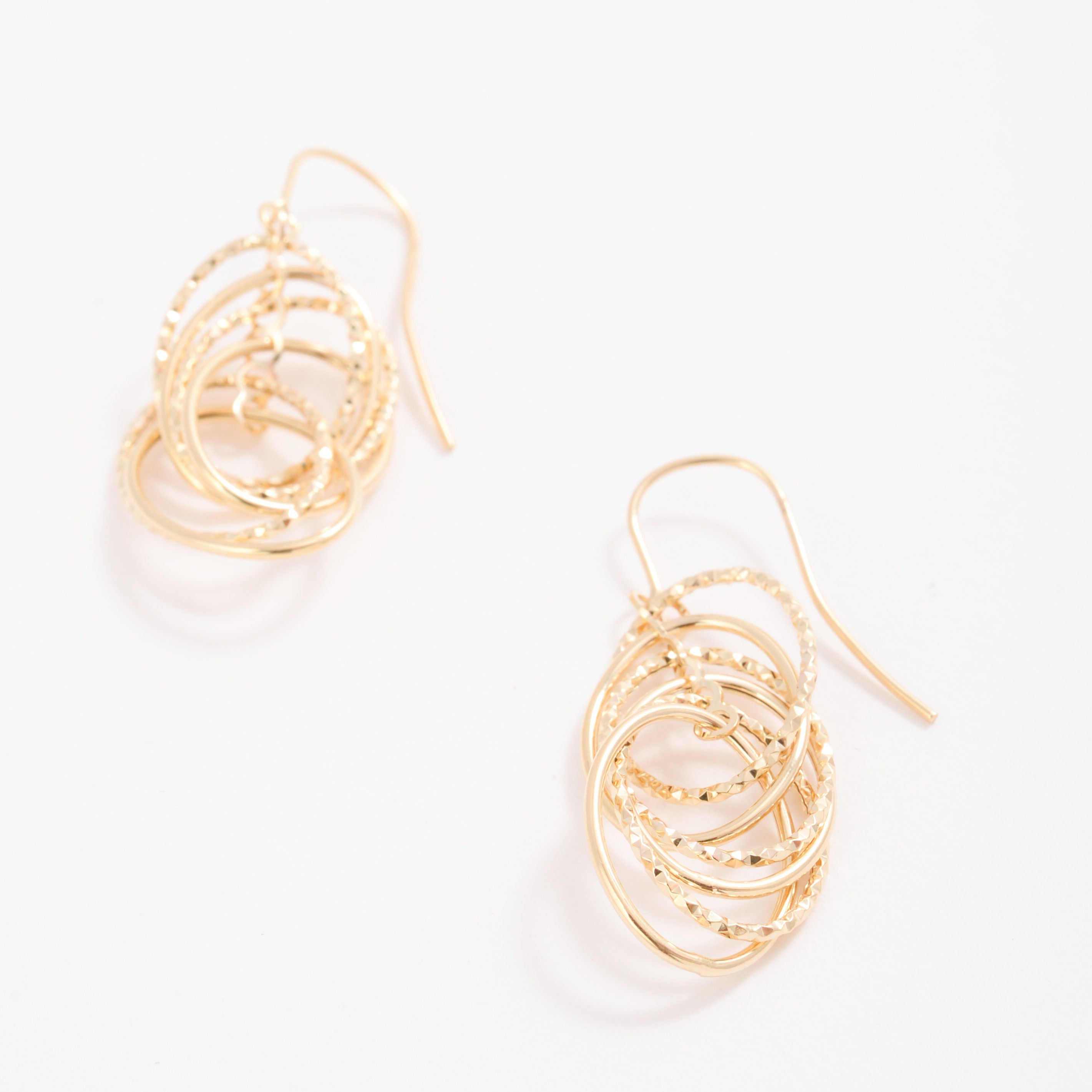 14K Gold Interlocking Oval Link Drop Earrings