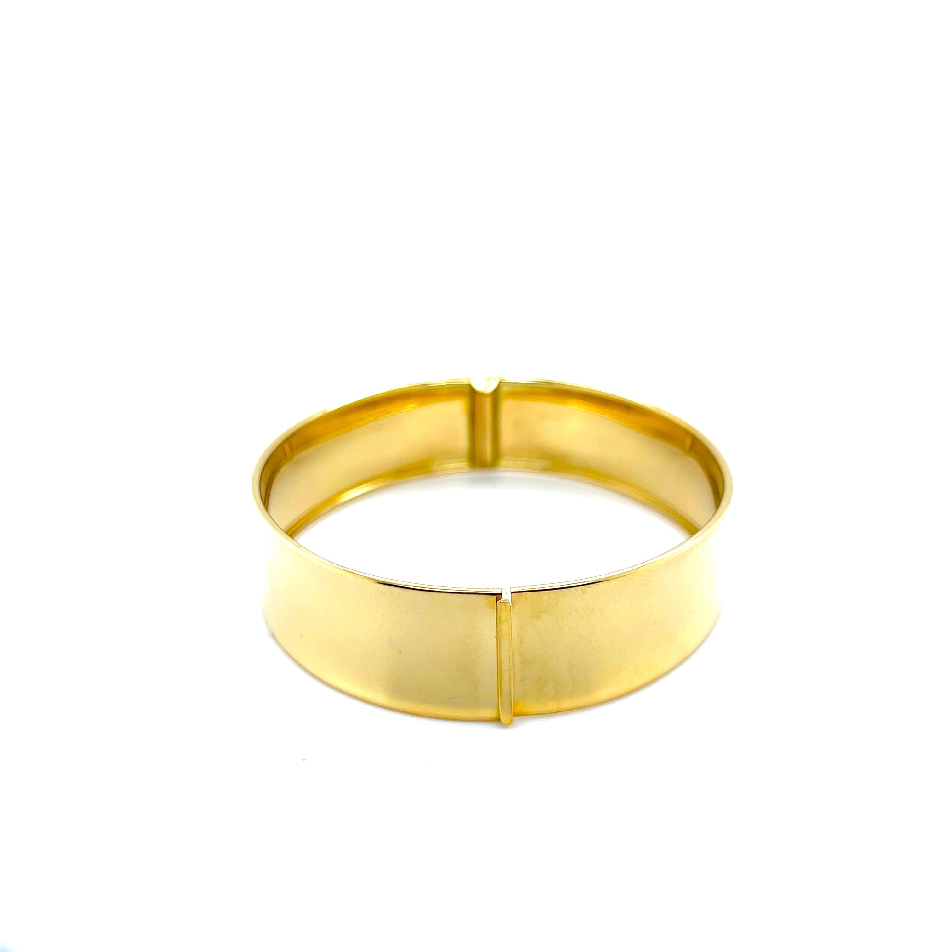 14K Gold Thick Polished Flat Bangle