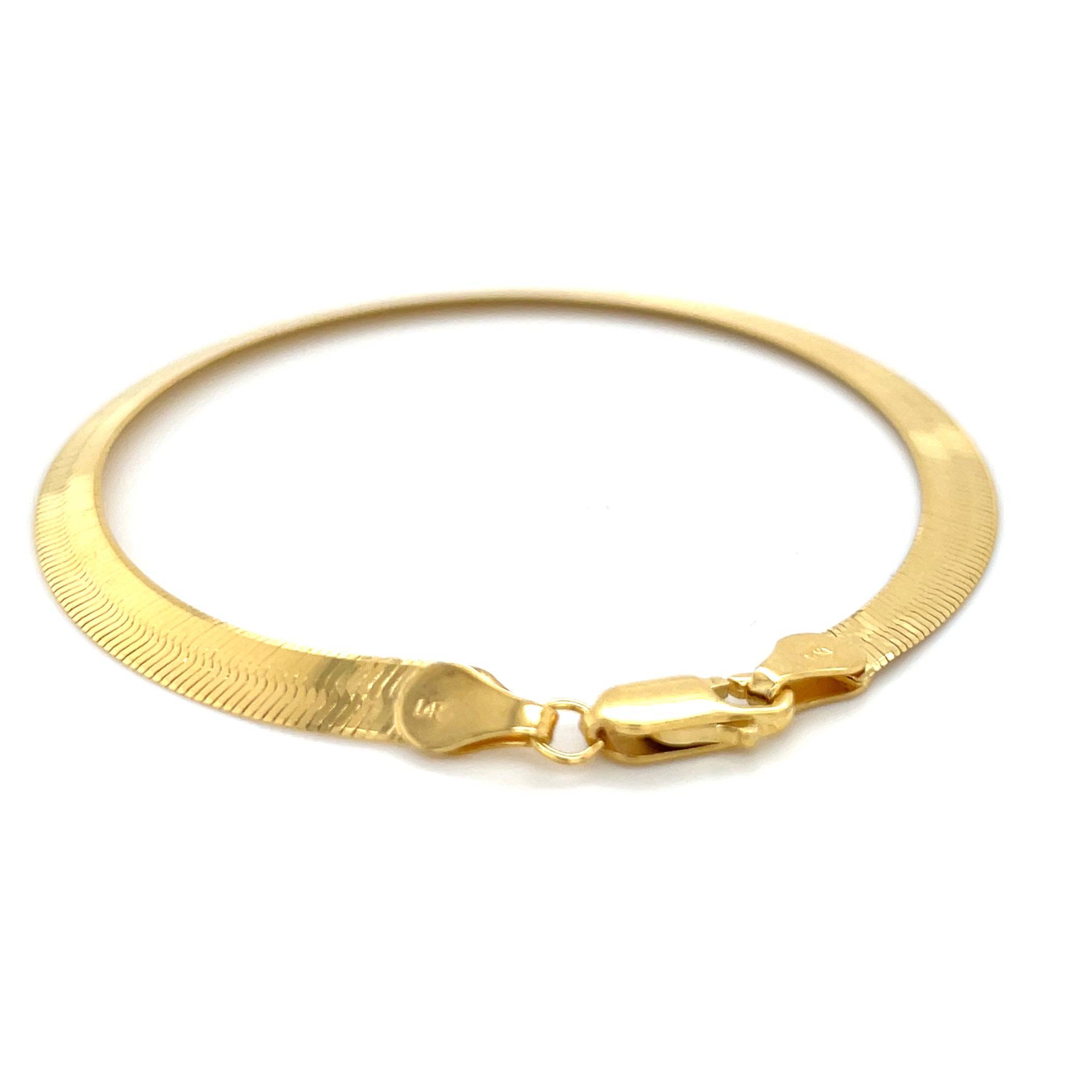 14K Gold Herringbone Bracelet