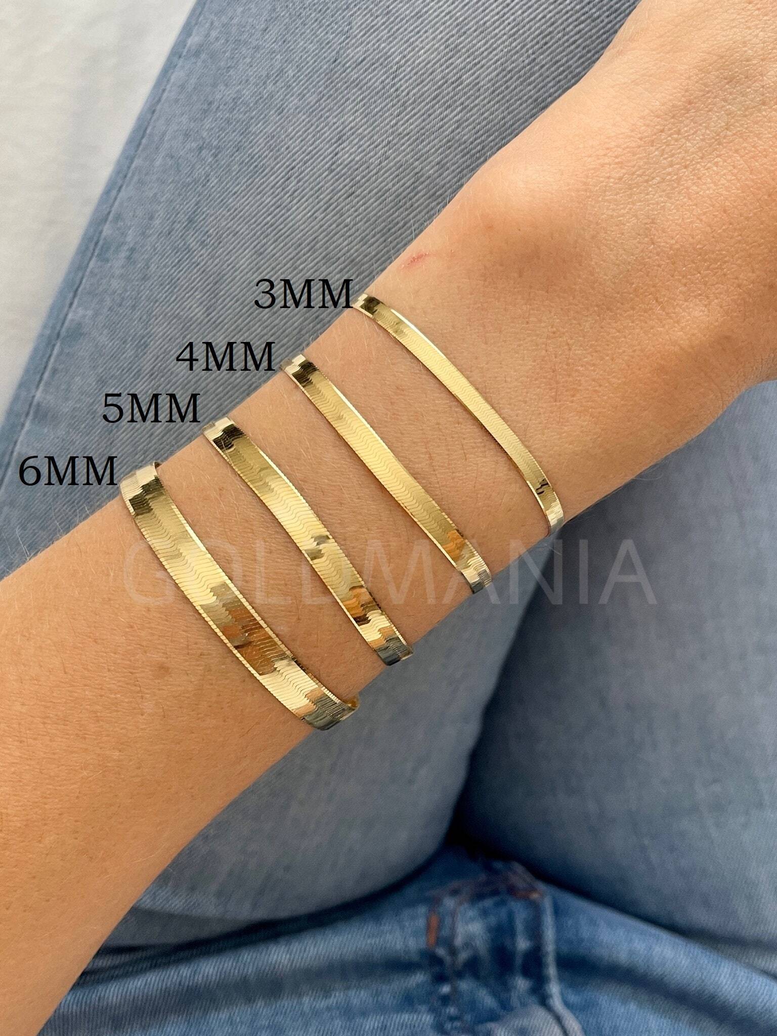 14K Yellow Gold Herringbone Bracelet 7-8" – 3mm, 4mm, 4.6mm or 6mm