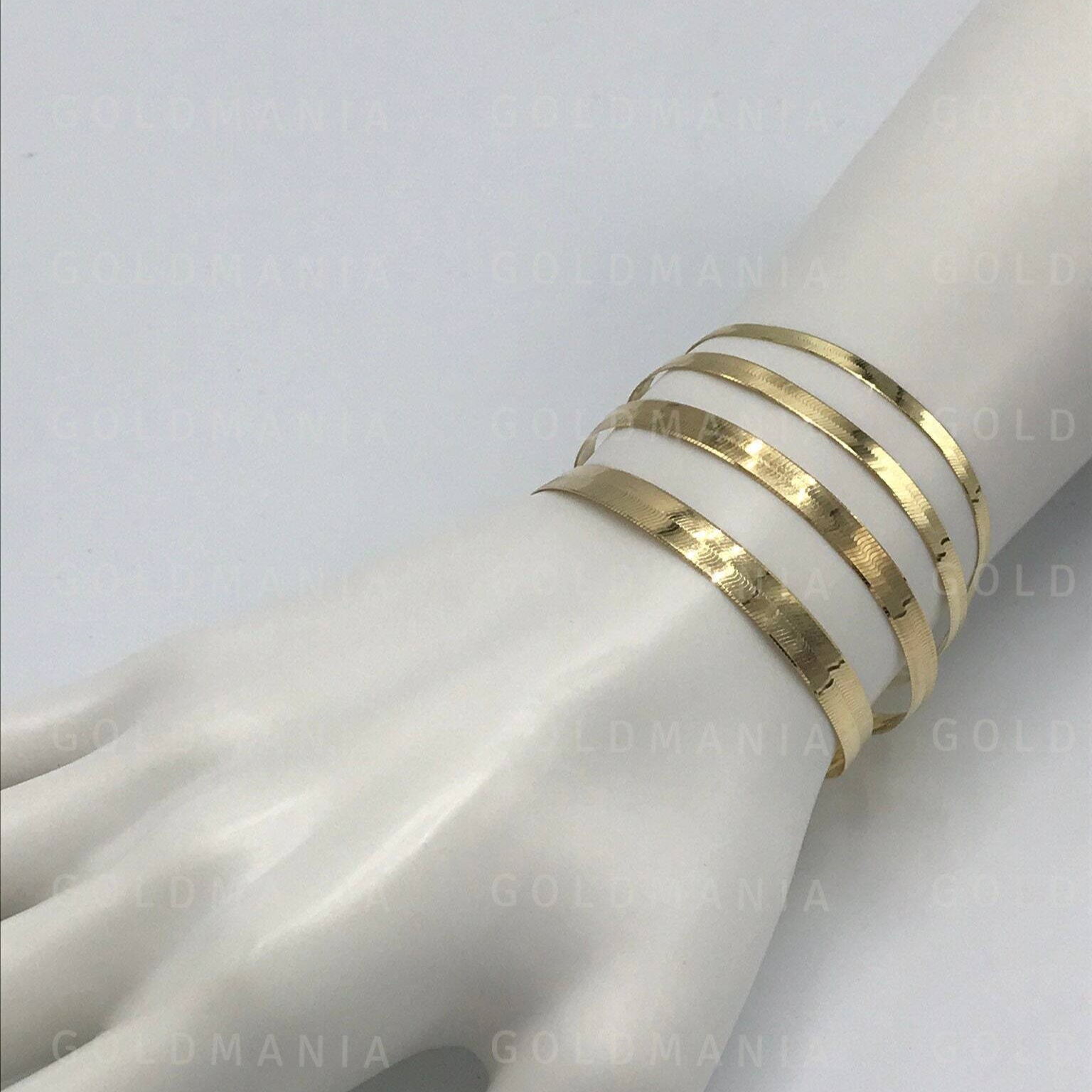 14K Yellow Gold Herringbone Bracelet 7-8" – 3mm, 4mm, 4.6mm or 6mm