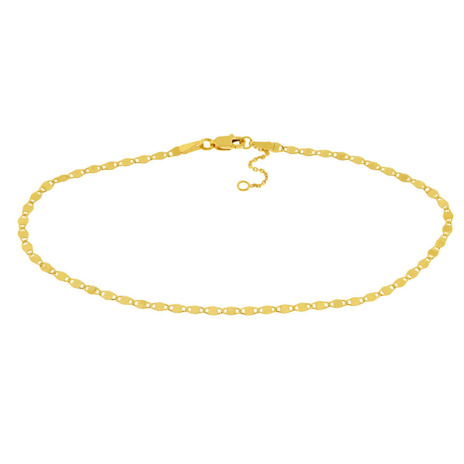 14K Gold Mirror Link Anklet