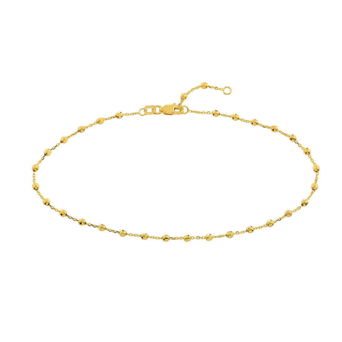 14K Gold Ball Station Anklet