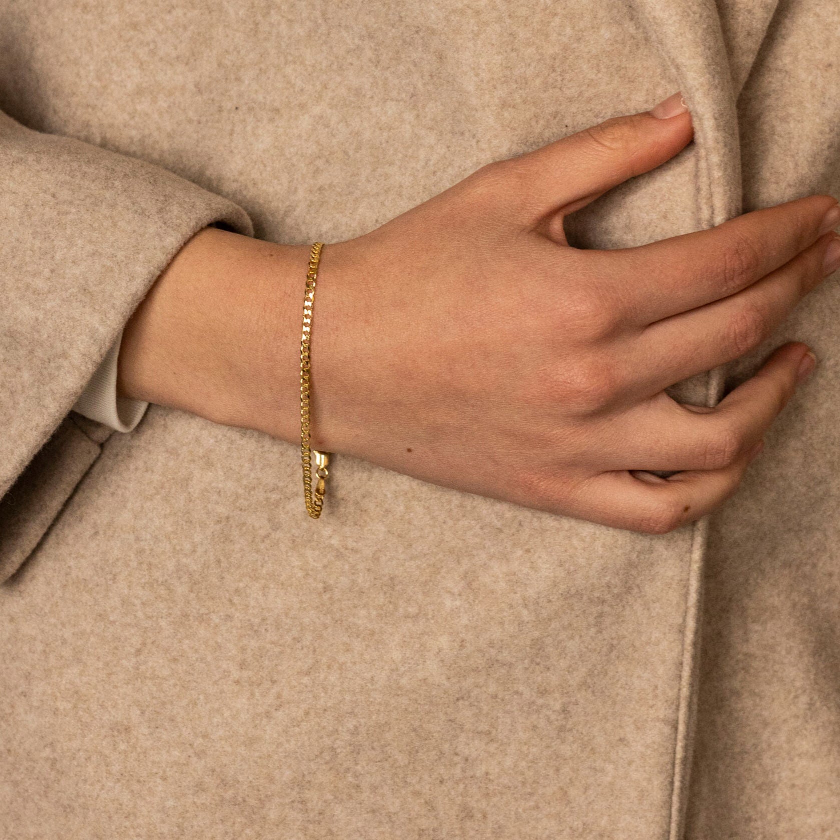 14K Gold 2.7mm Curb Link Bracelet