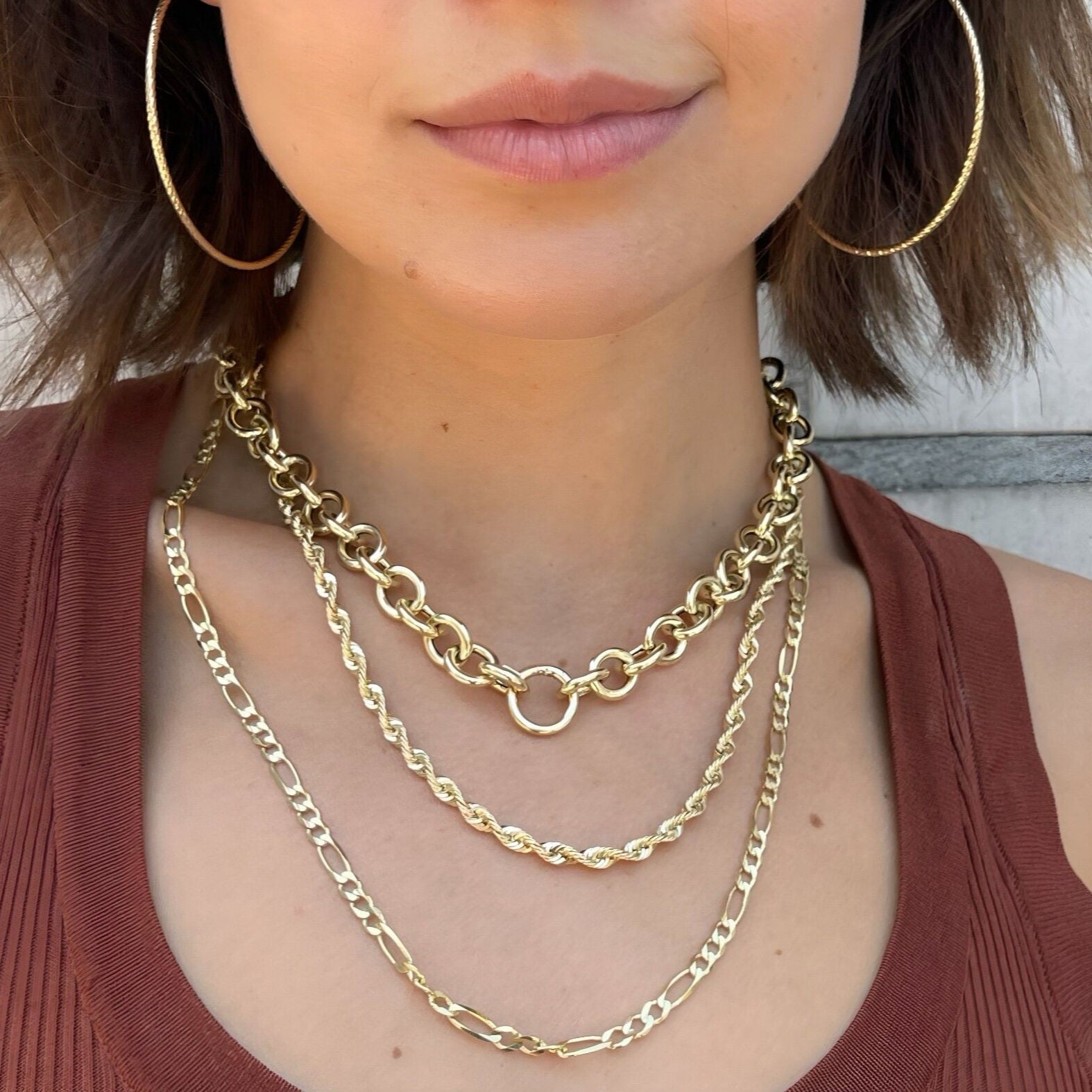 14K Gold Chunky Round Link Necklace