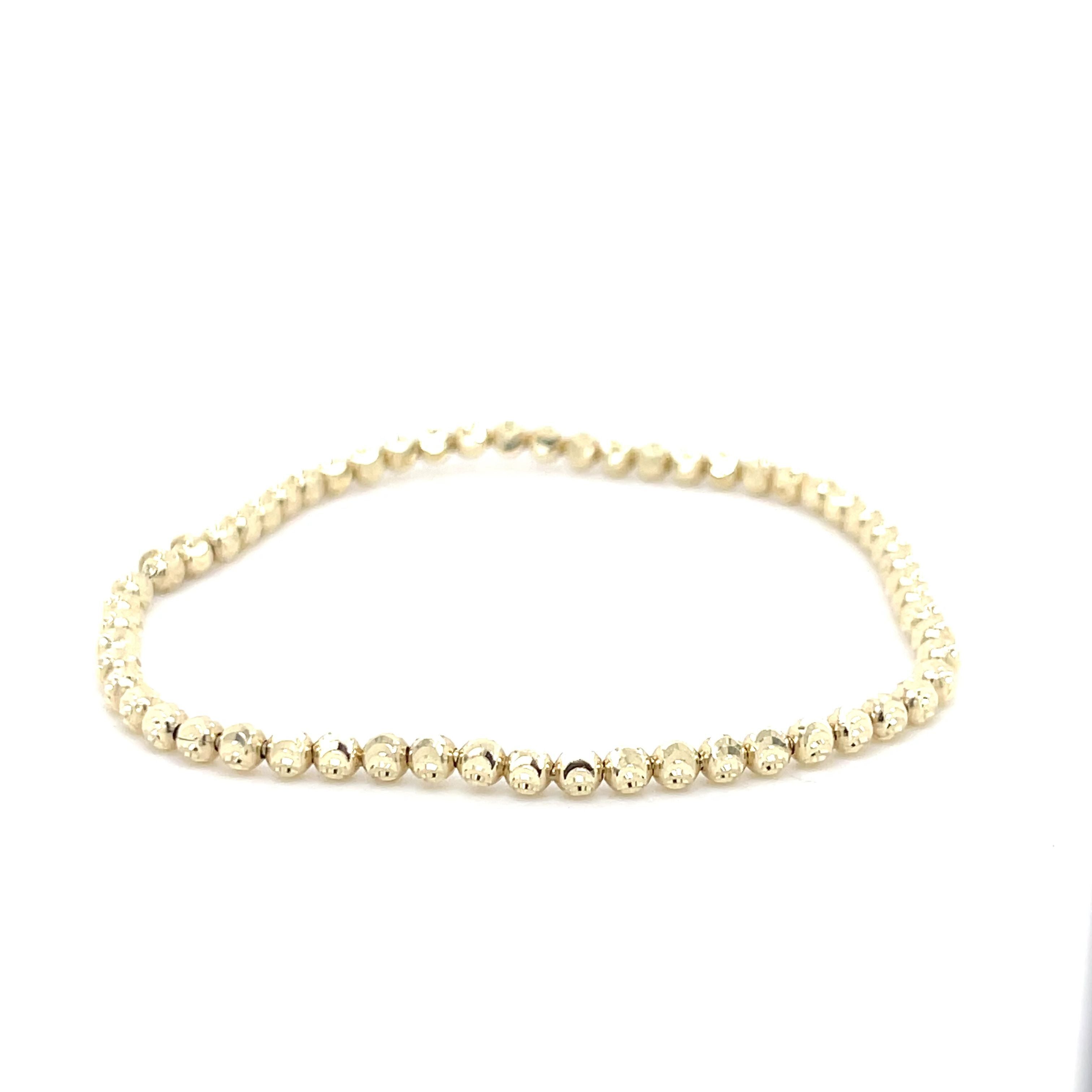 14K Gold Moon-Cut Bead Stretchable Bracelet