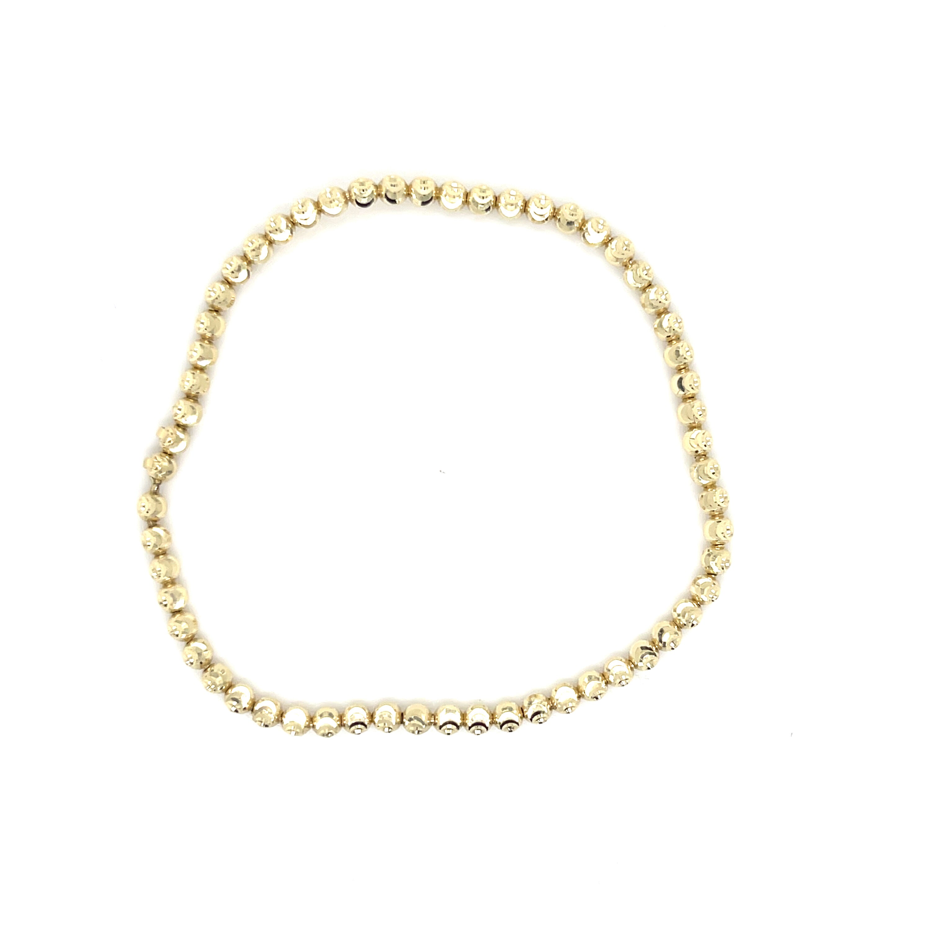 14K Gold Moon-Cut Bead Stretchable Bracelet