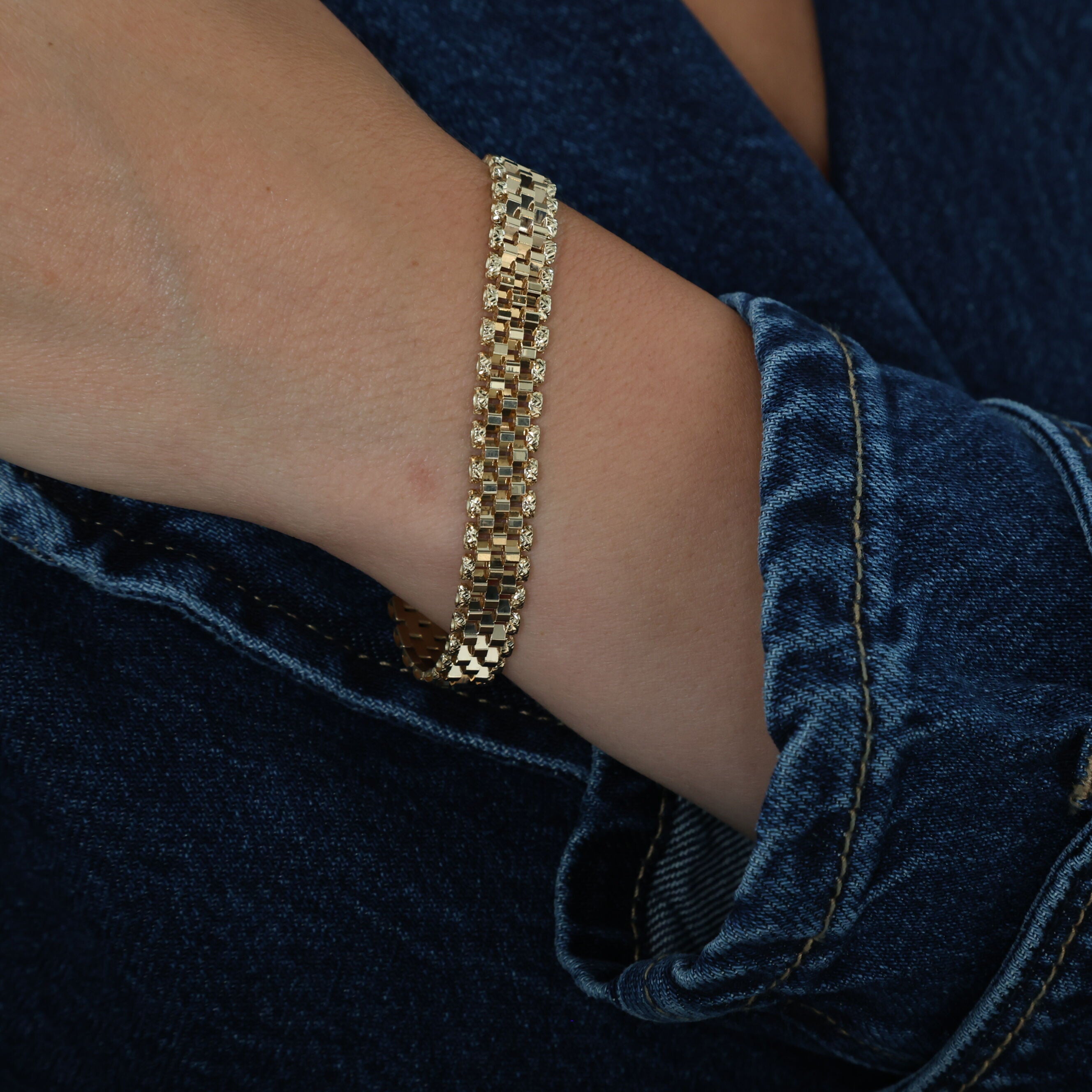 14K Gold Railroad Bracelet