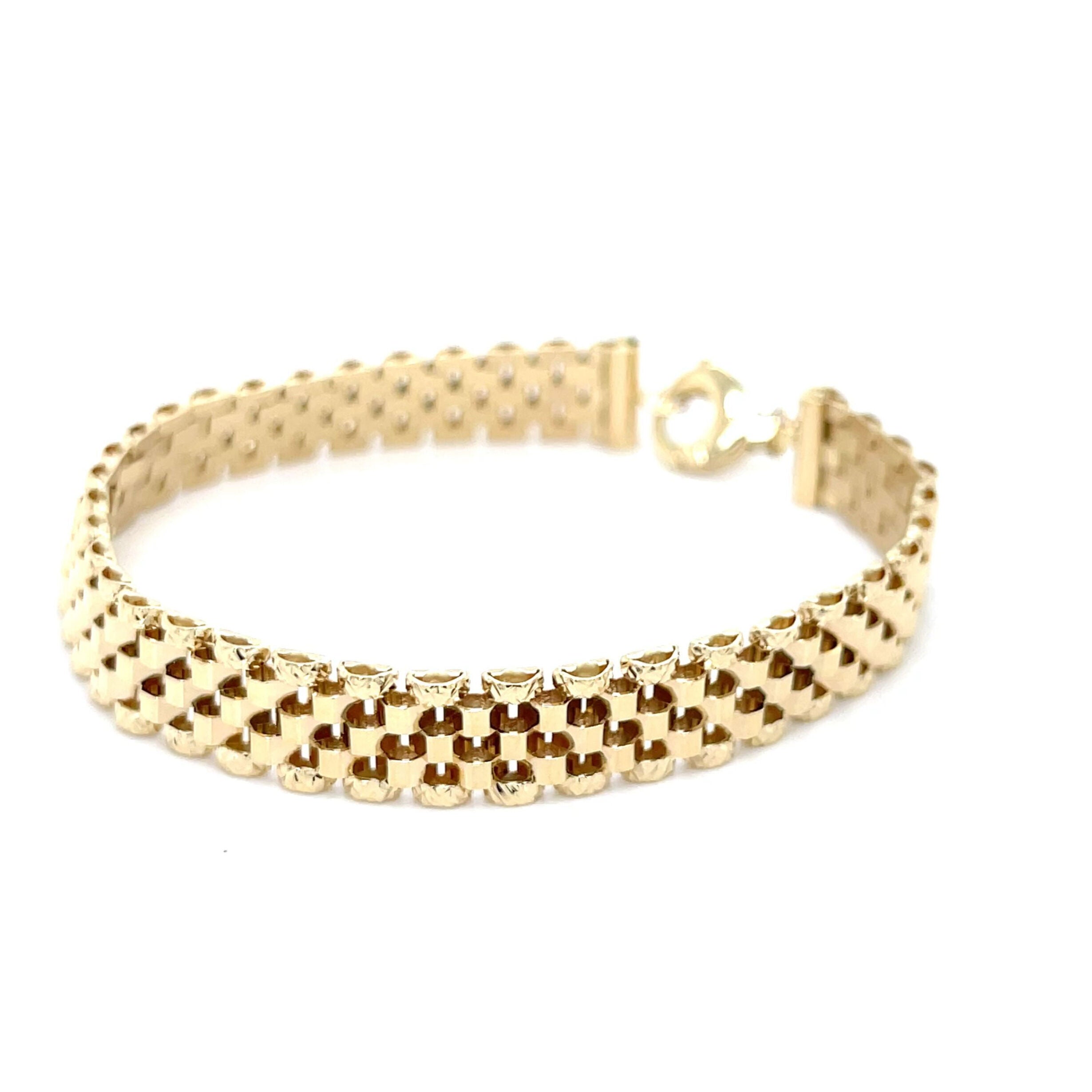 14K Gold Railroad Bracelet