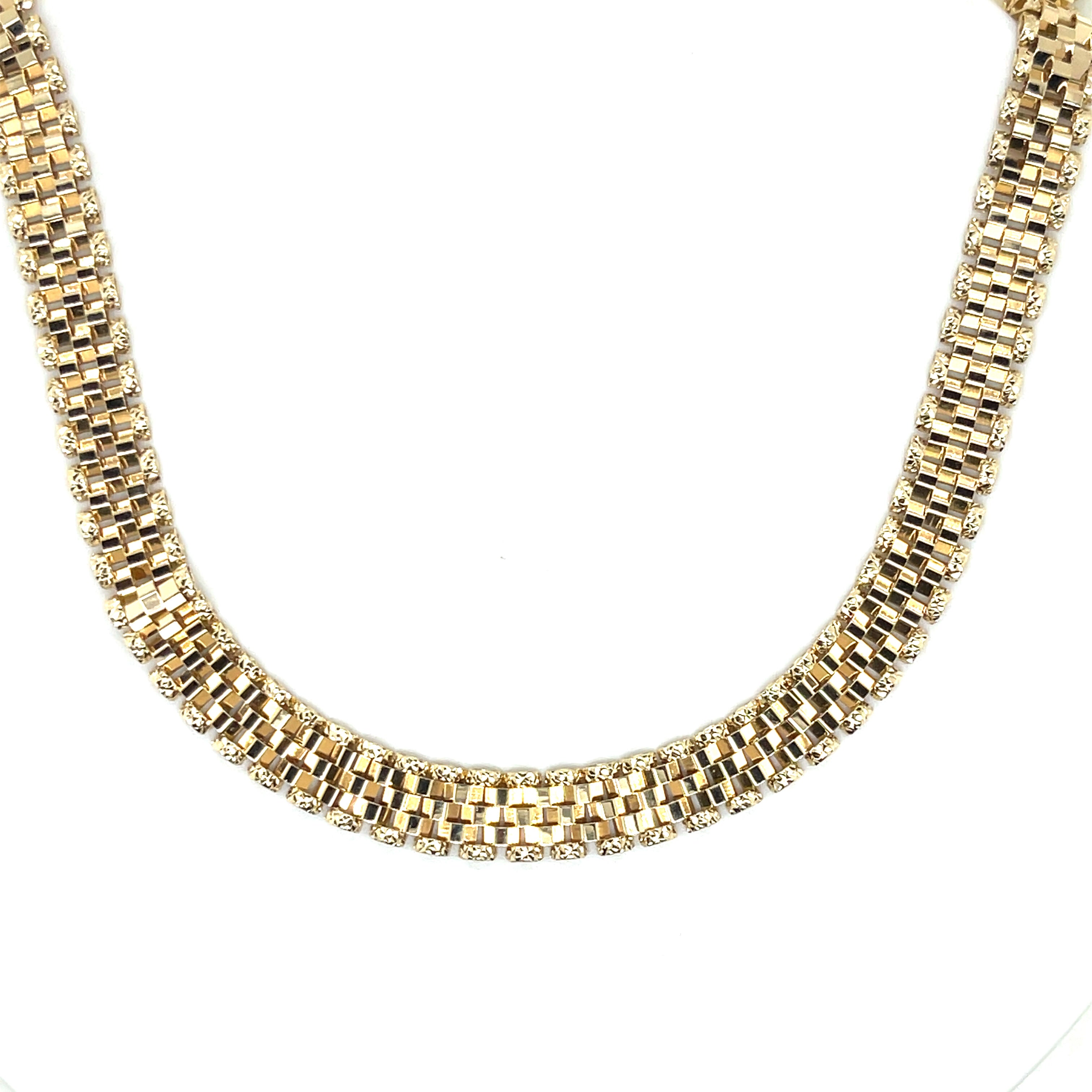 14K Gold Railroad Necklace