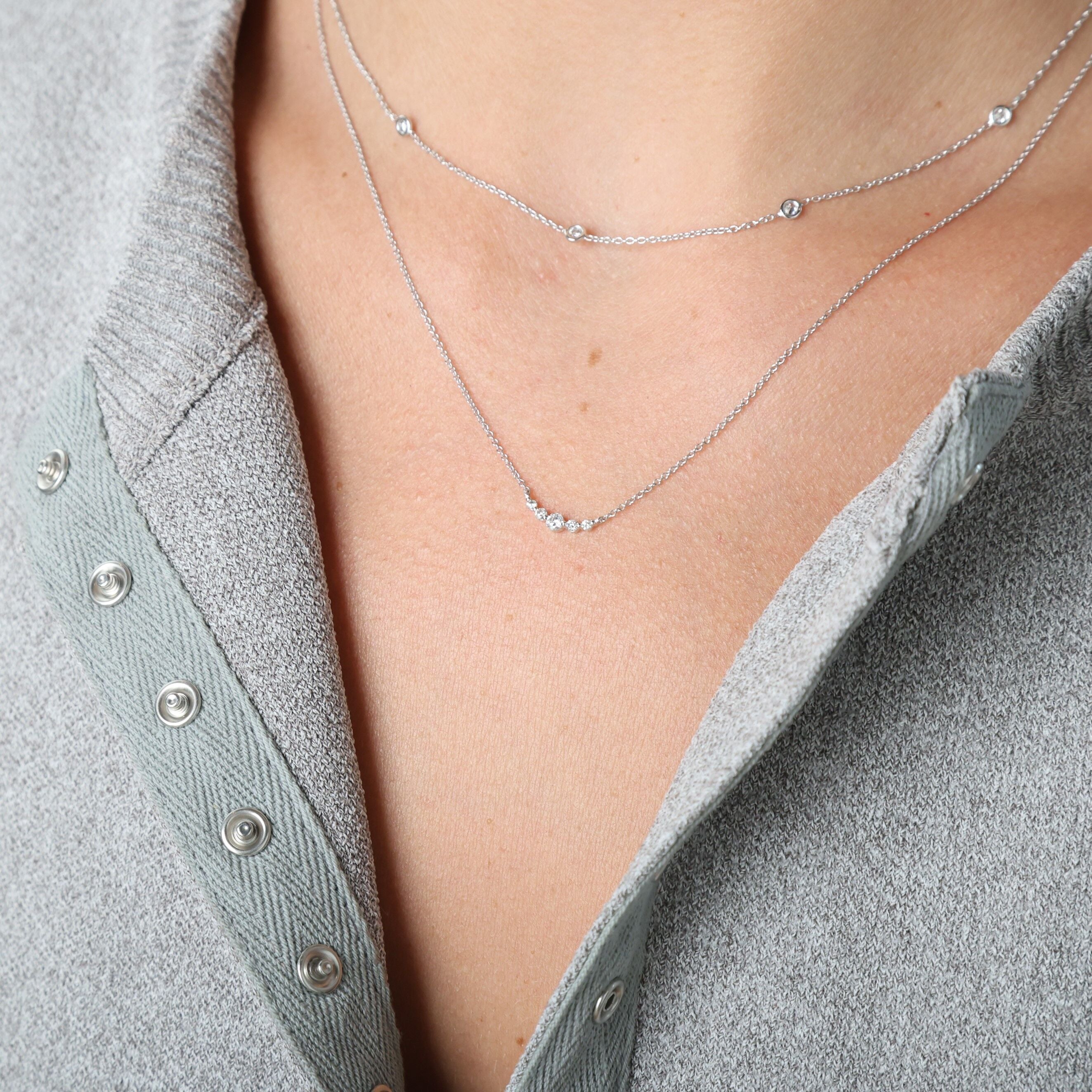 Diamond By The Yard Necklace In 14K White Gold