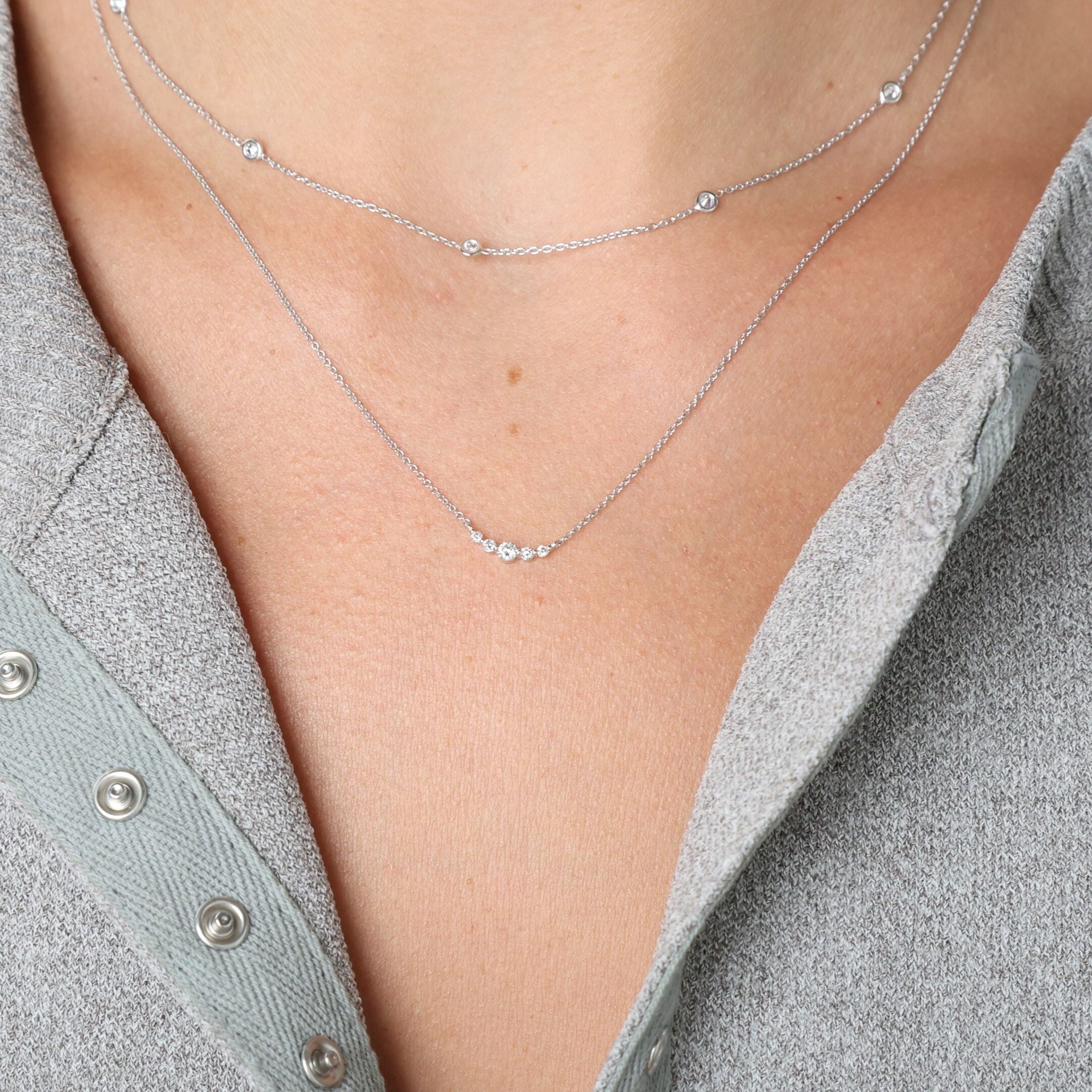 Diamond By The Yard Necklace In 14K White Gold