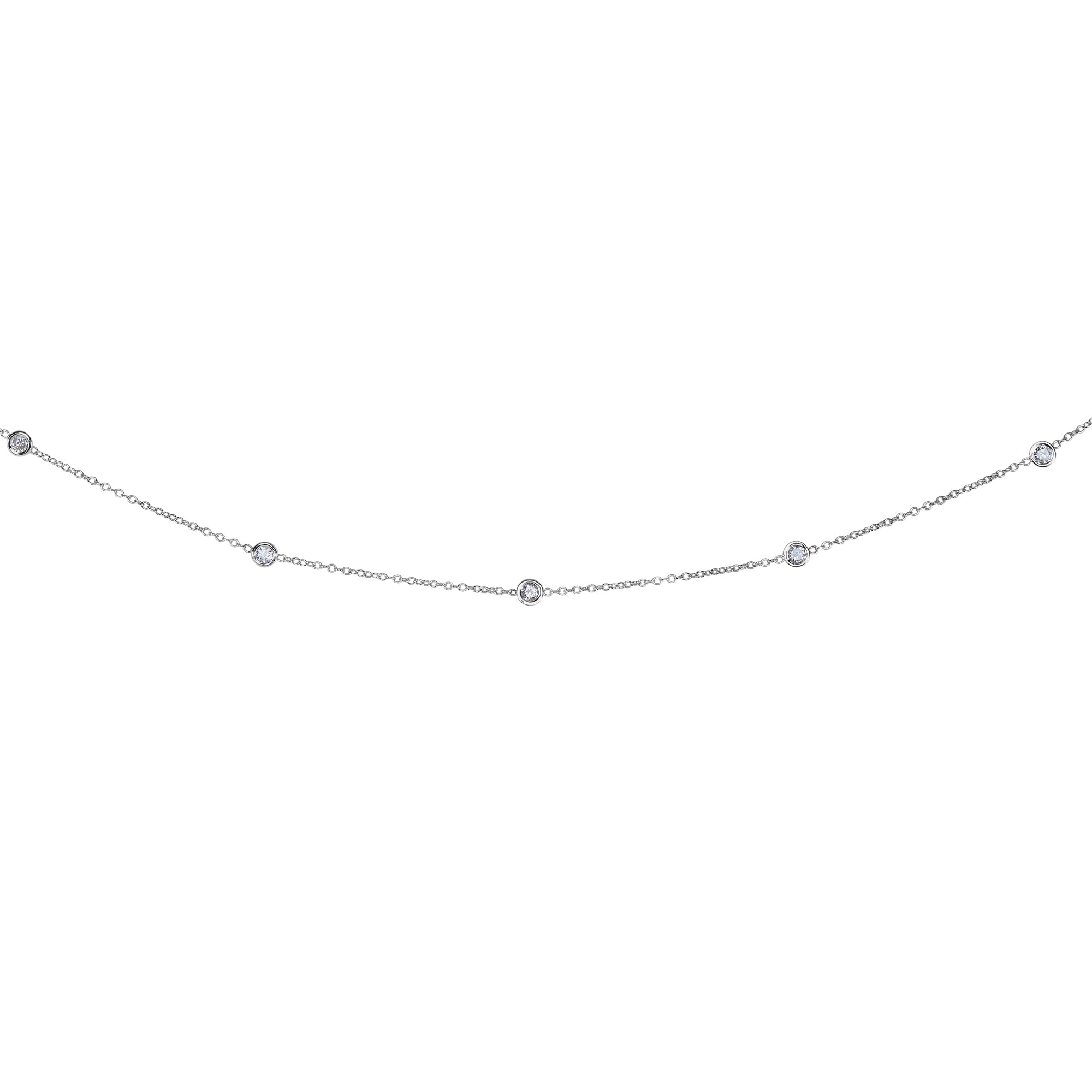 Diamond By The Yard Necklace In 14K White Gold