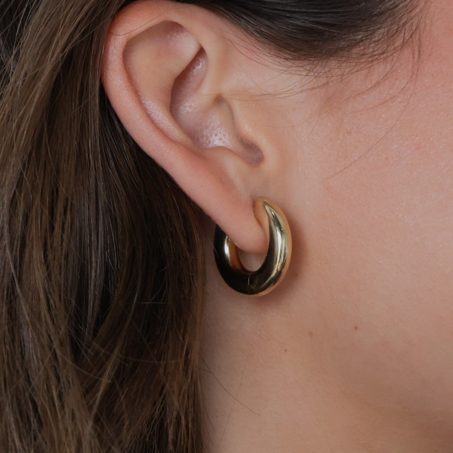 14K Gold Small Chunky Hinged Hoops