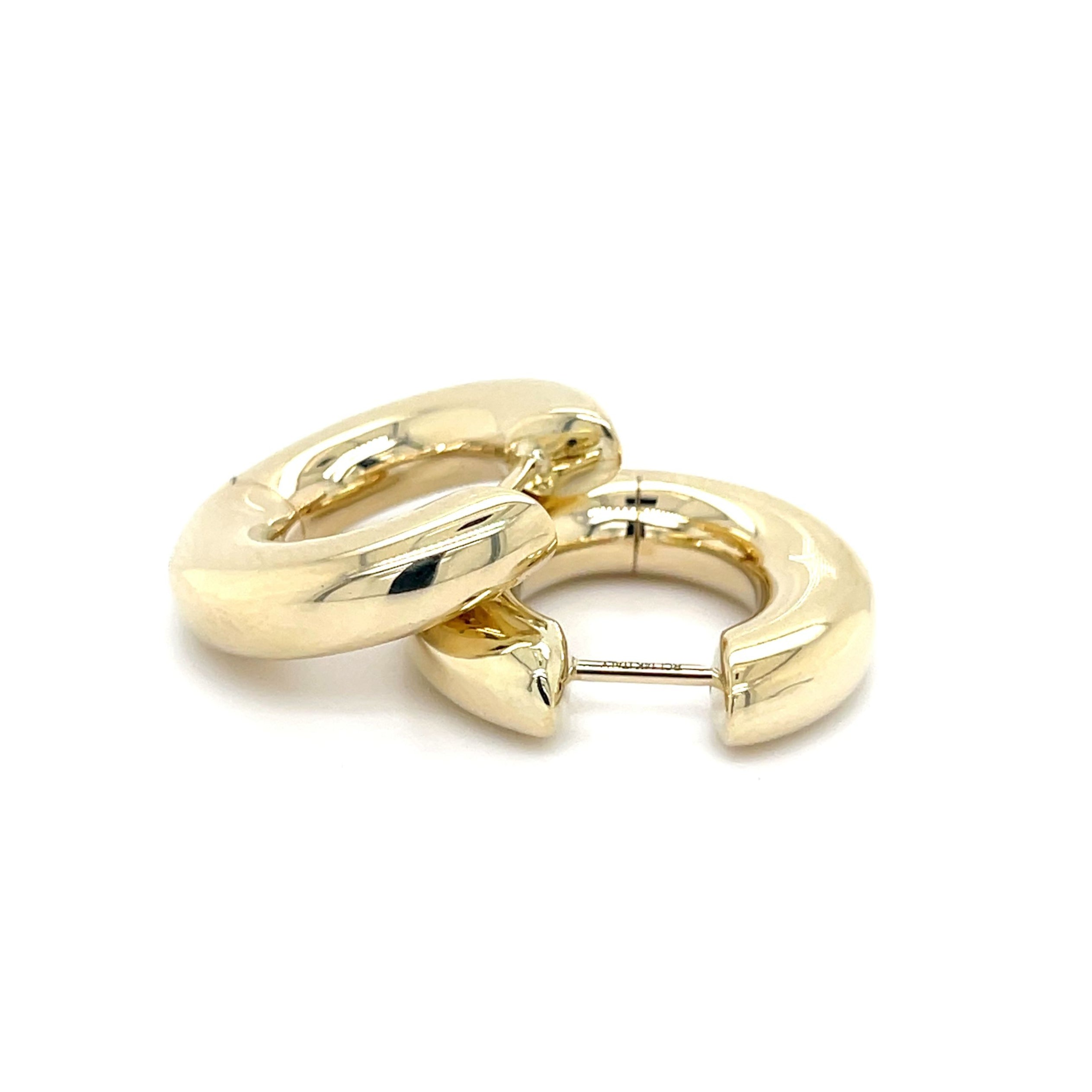 14K Gold Small Chunky Hinged Hoops