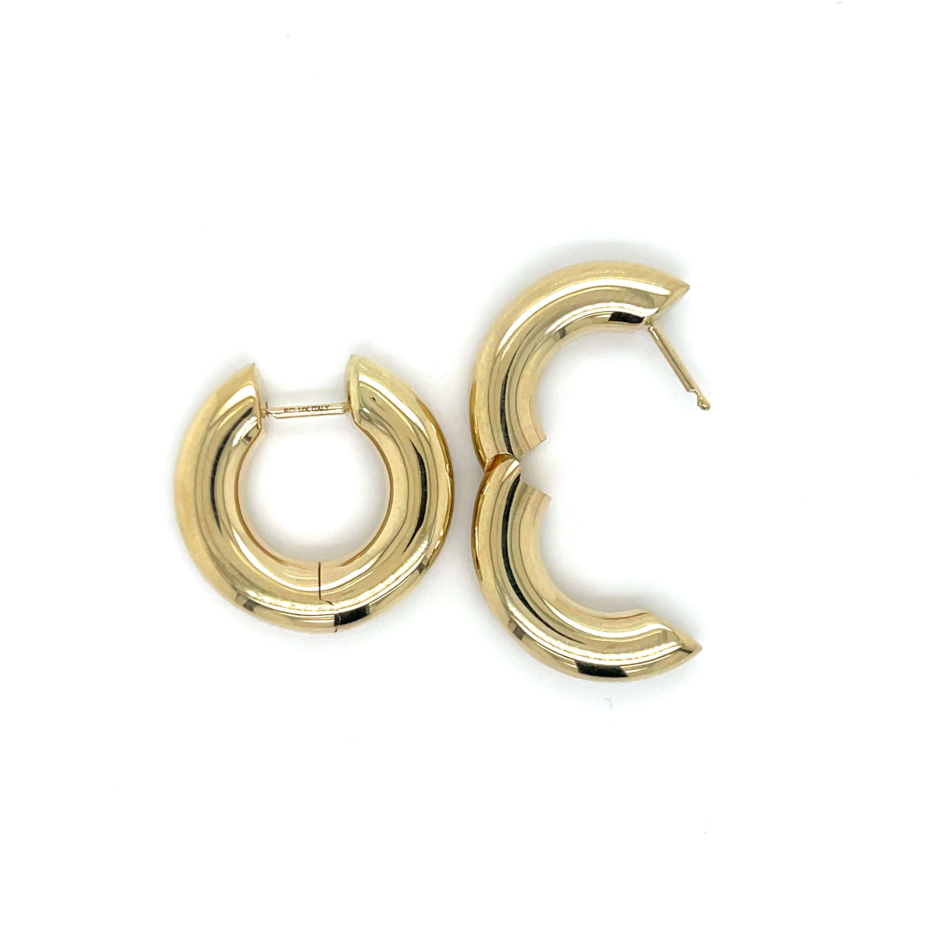 14K Gold Small Chunky Hinged Hoops