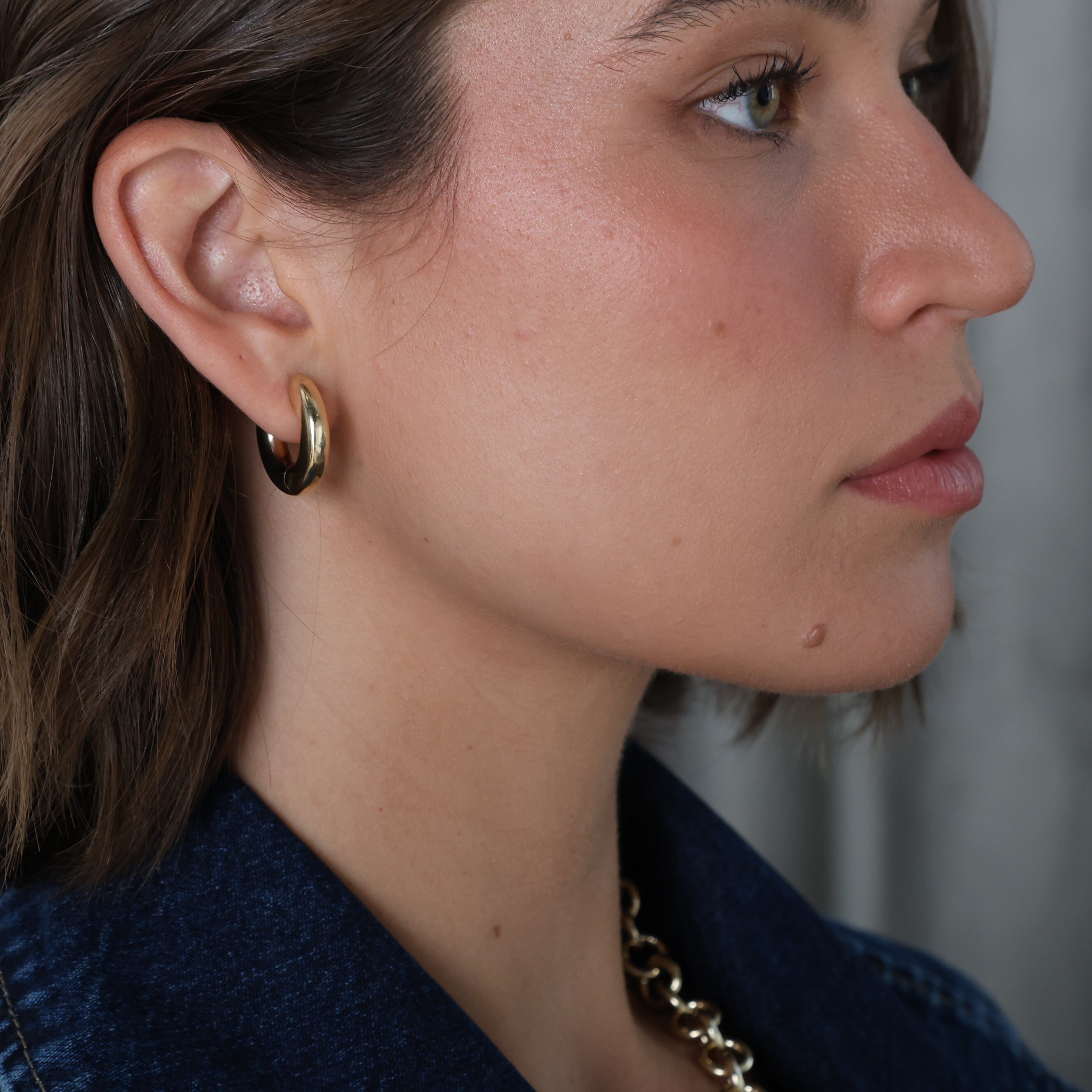 14K Gold Small Chunky Hinged Hoops